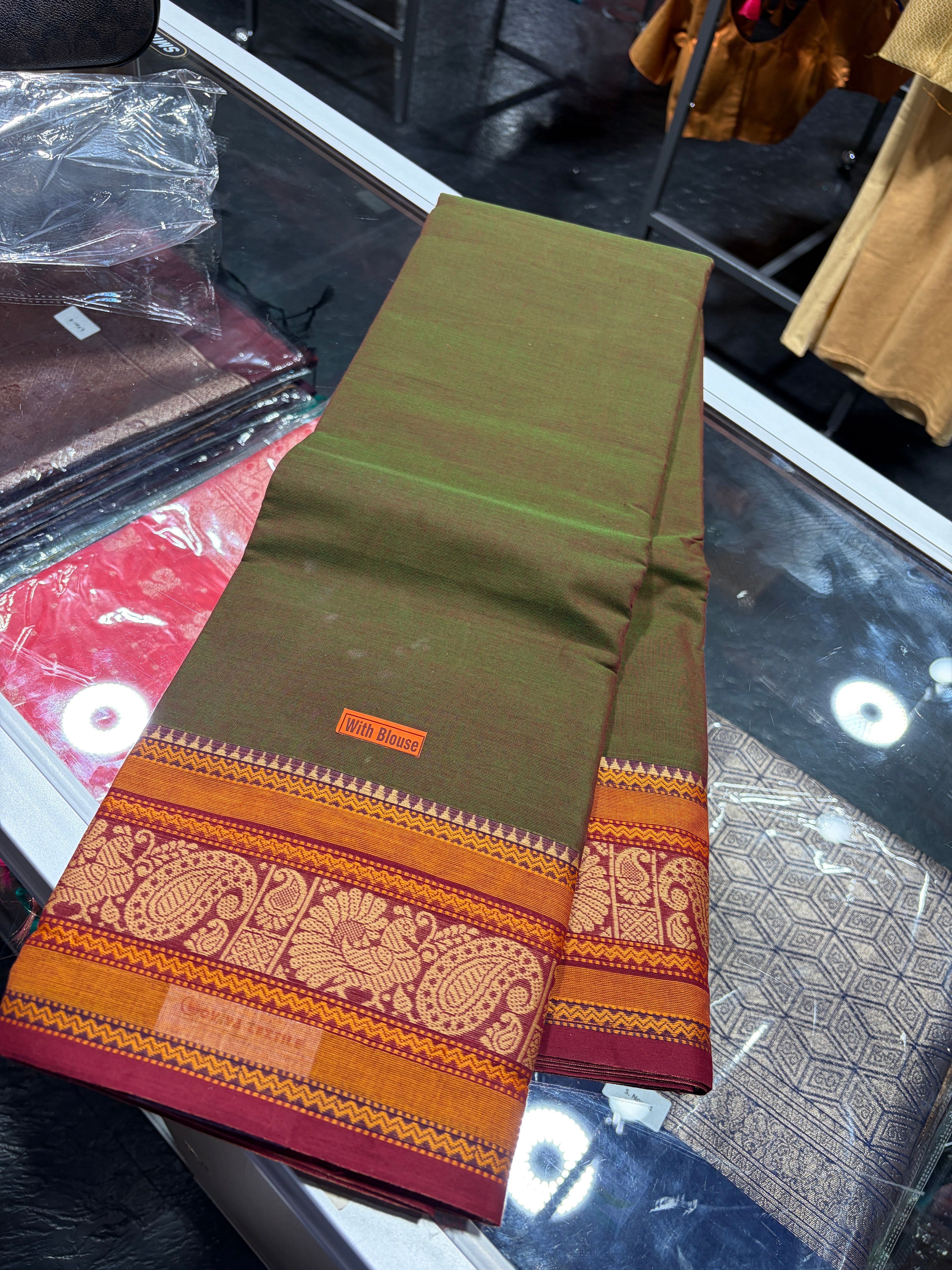 Kanchipuram Cotton Saree With Blouse