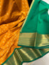 Kanchipuram soft Semi silk saree  with contrast blouse and rich jari pallu