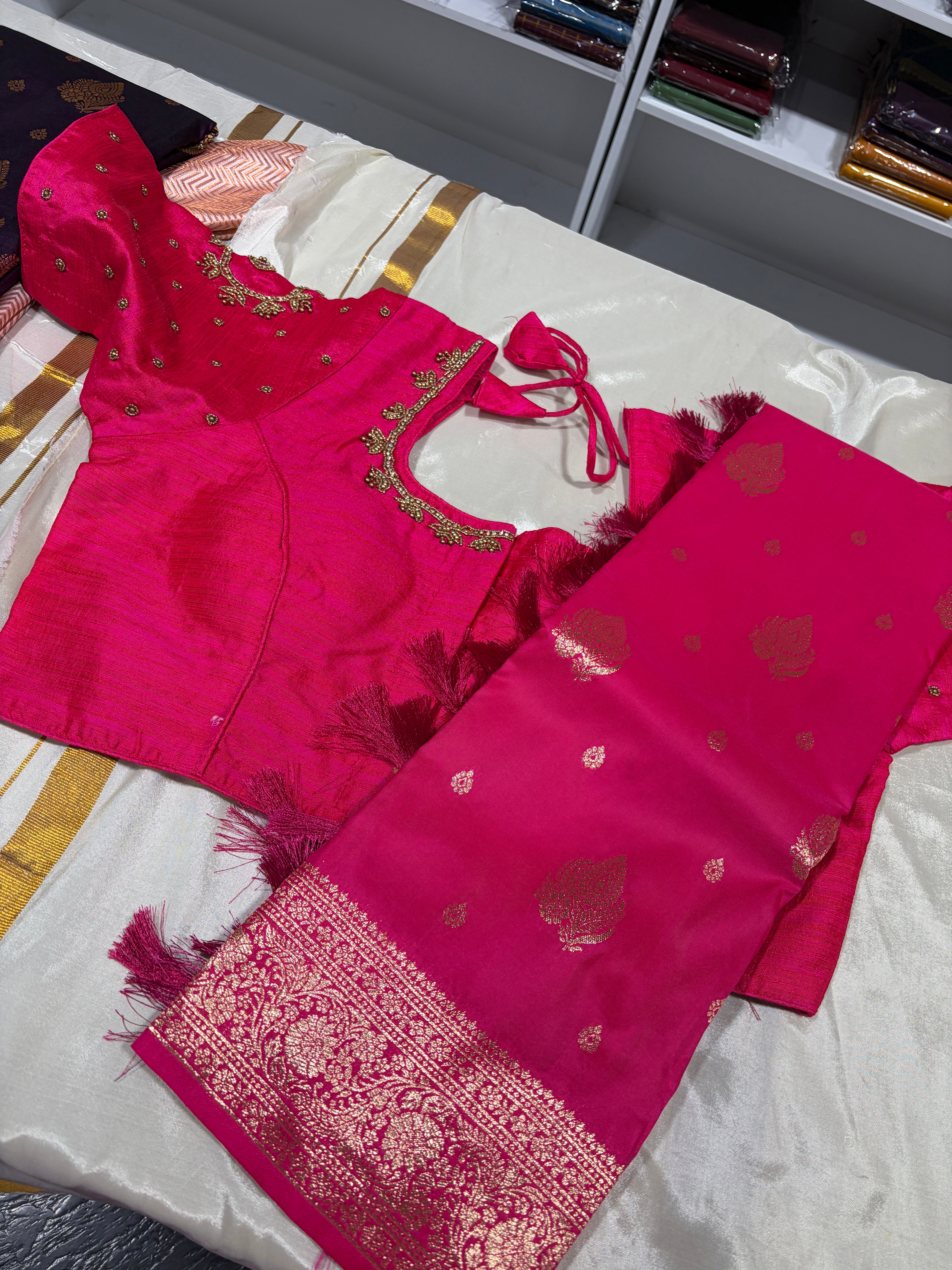 2 Semi Banarasi  Saree with Readymade blouse