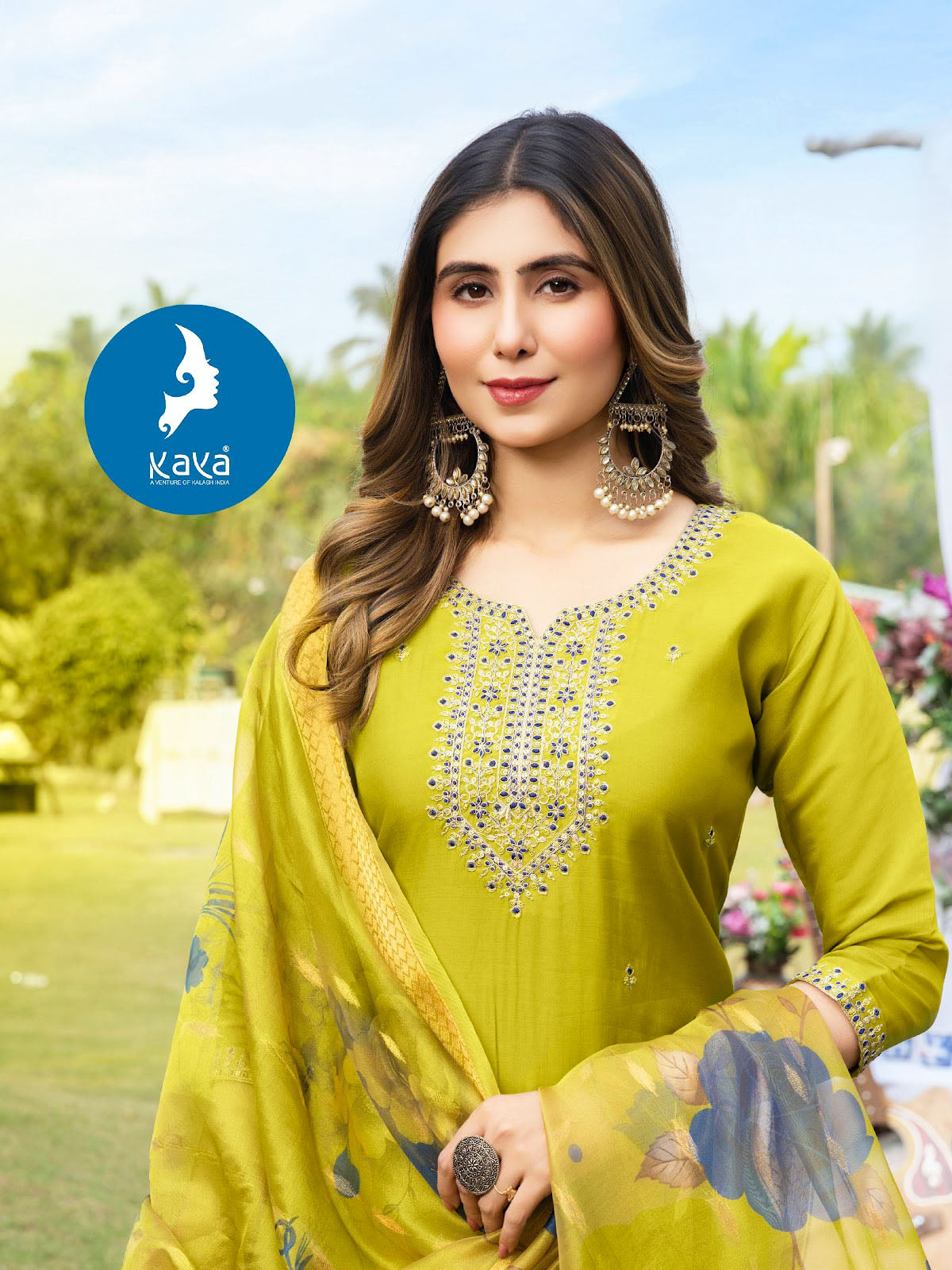 Kaya Presents Basanti Mul Chanderi Readymade Pant Style Suits Collections