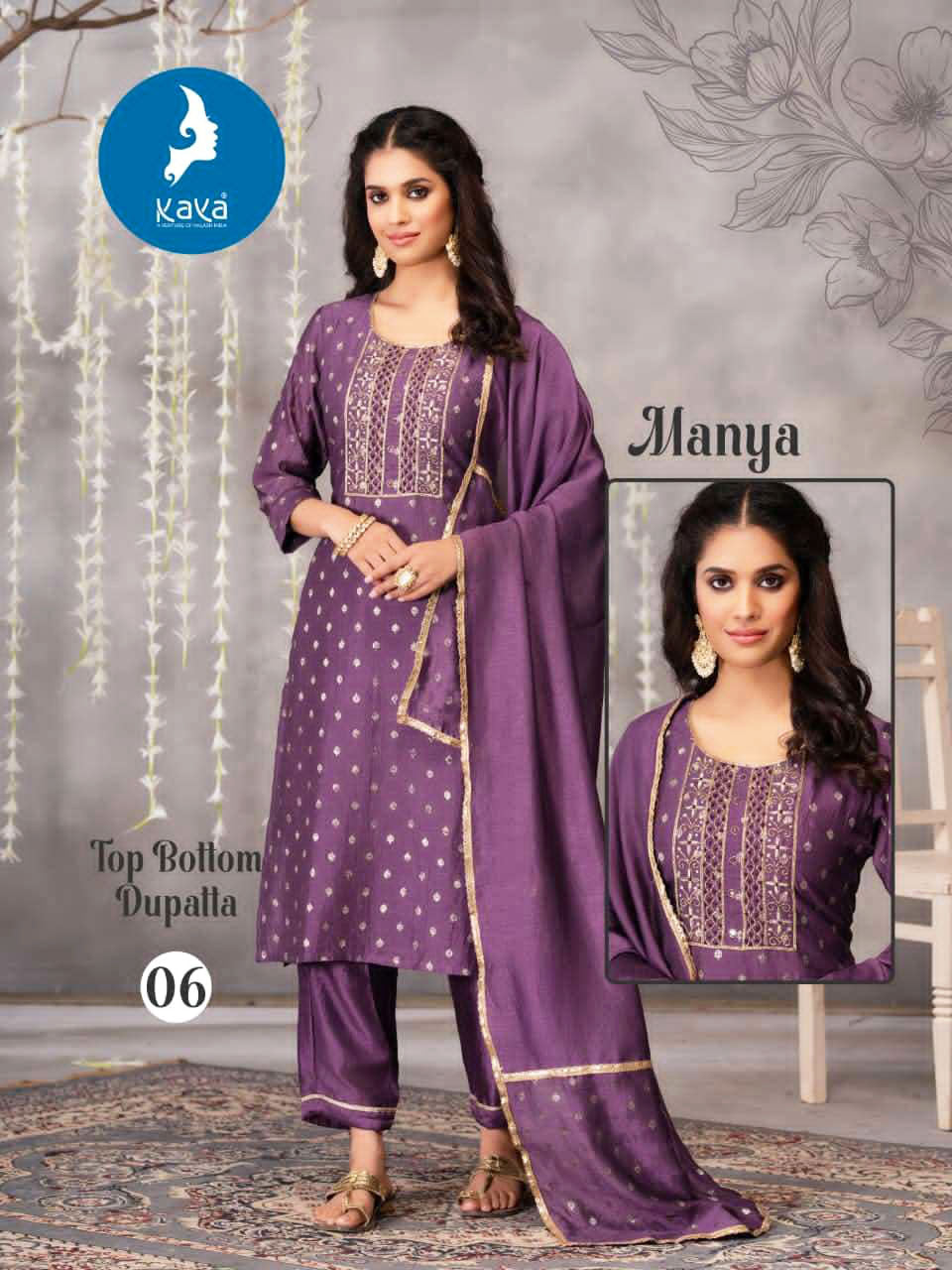Kaya Presents Manya Readymade Fancy Wear Kurti Pant And Dupatta Set Collections