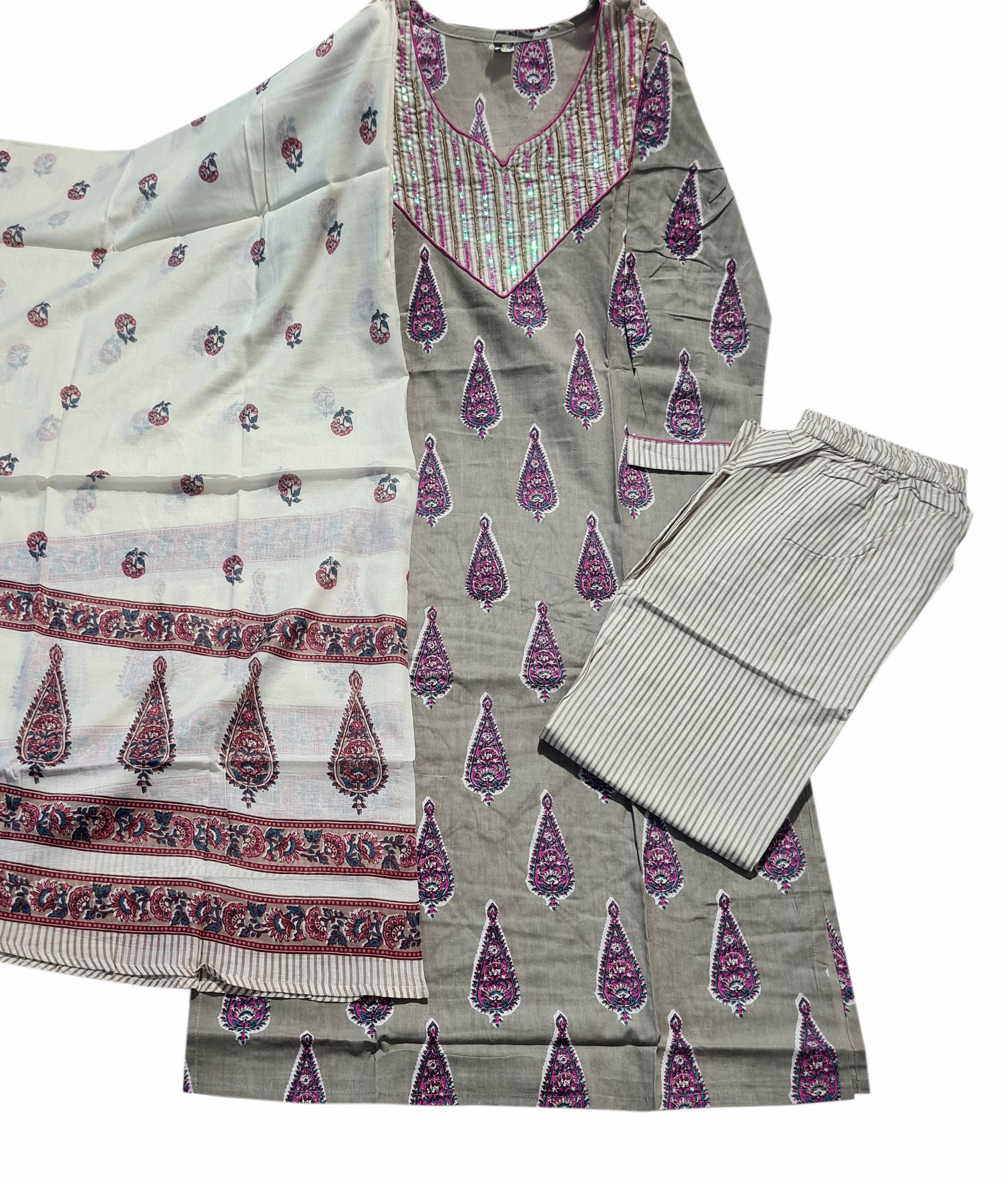 Cotton Fancy Dress Top with Pant and Dupatta Collection
