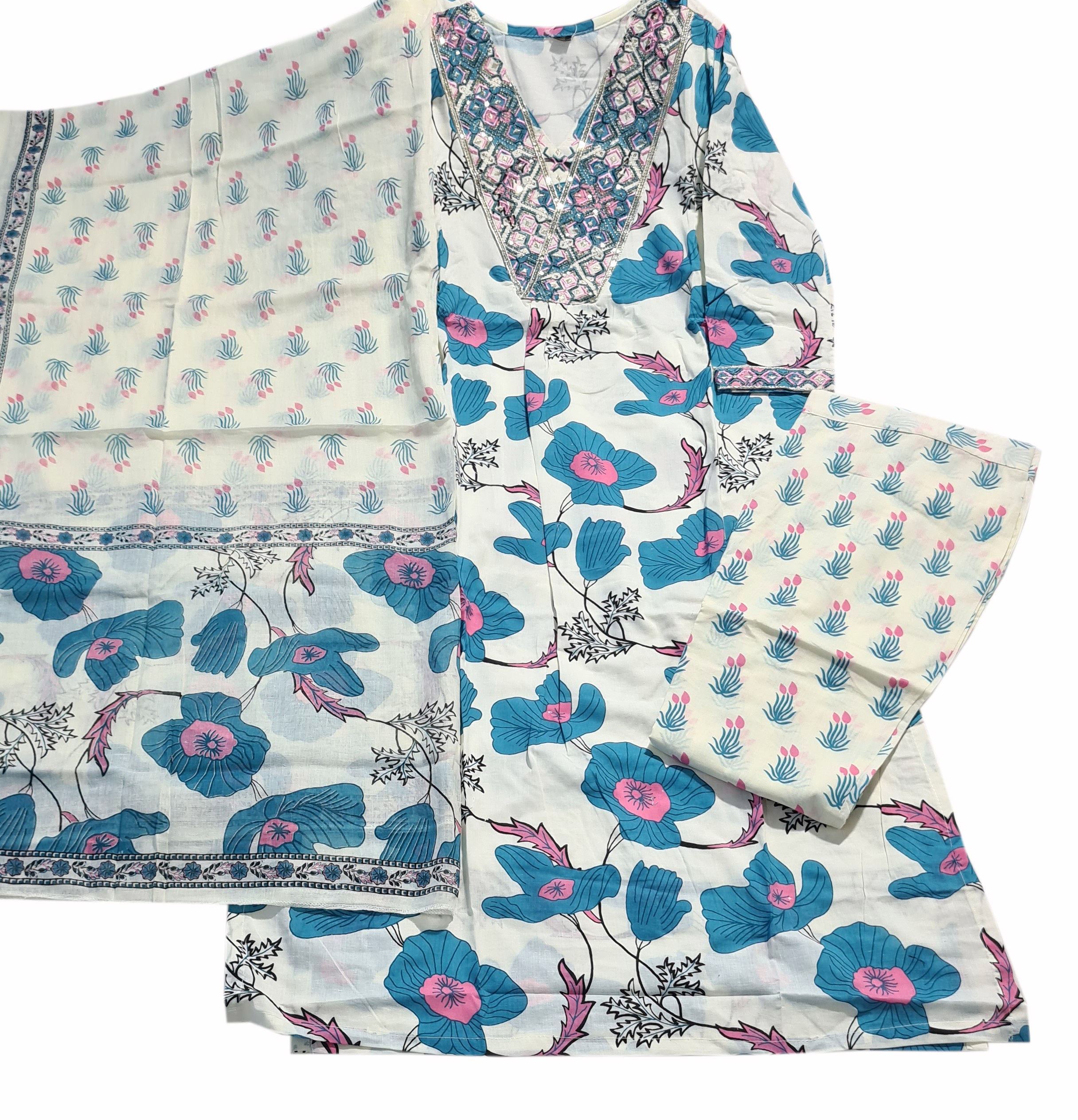 Cotton Fancy Dress Top with Pant and Dupatta Collection