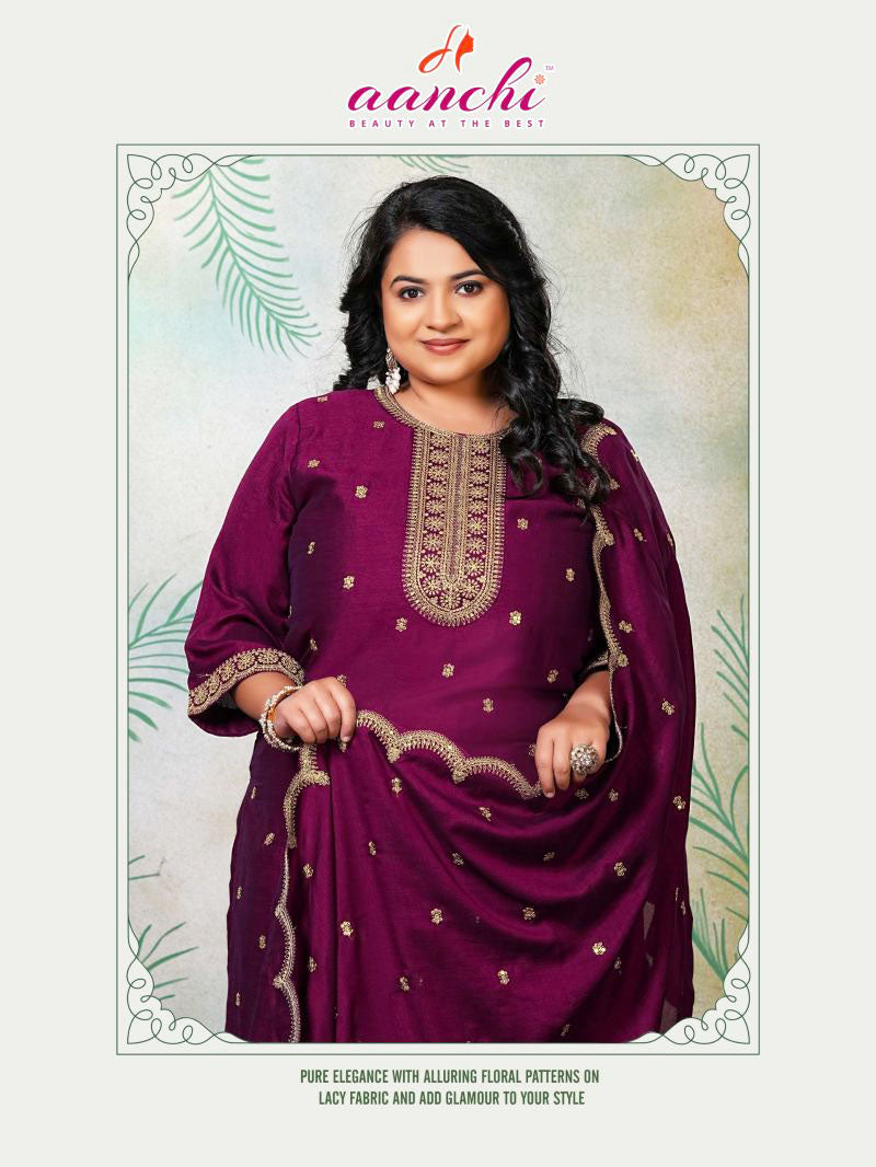 Aanchi Presents Plus Romeo Vichitra Silk Kurti With Bottom And Dupatta Collections