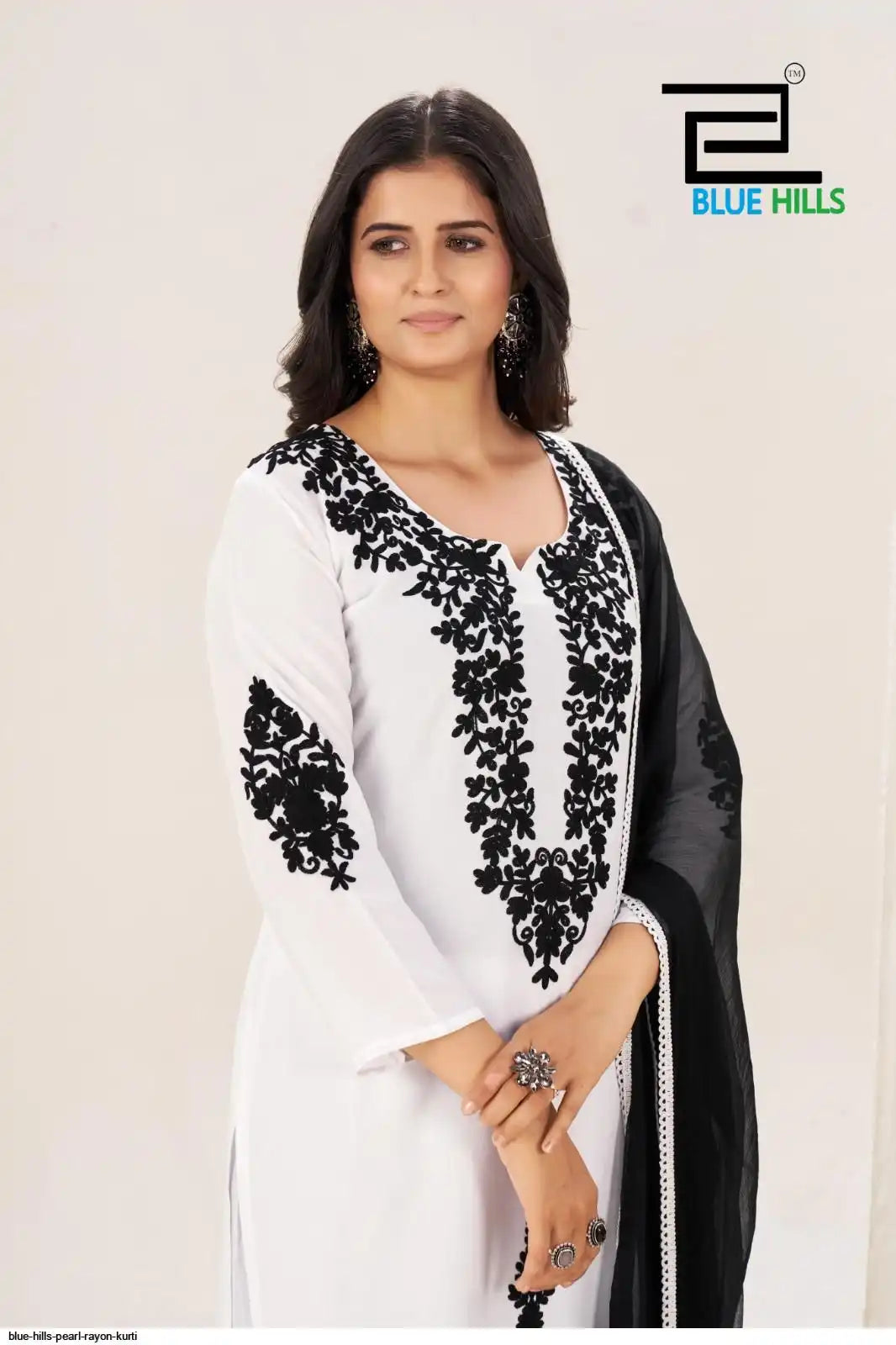 Blue Hills Pearl Rayon Kurti With Plazzo And Dupatta