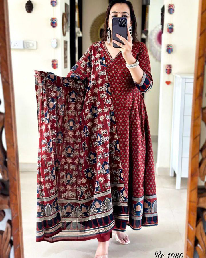 Cotton Fancy Dress Top with Pant and Dupatta Collection