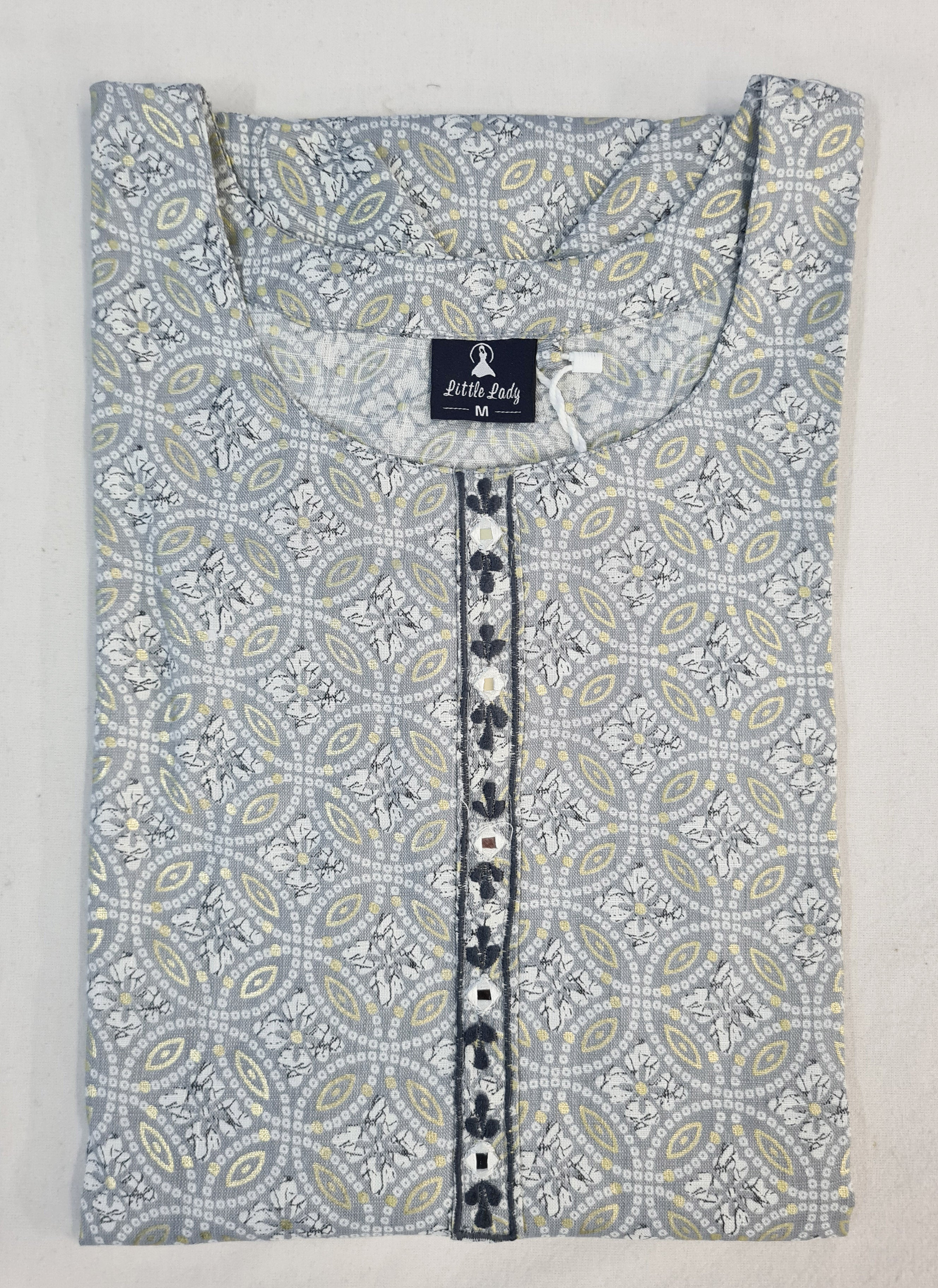 Bangalore Silk Printed Kurtis With Neck Work