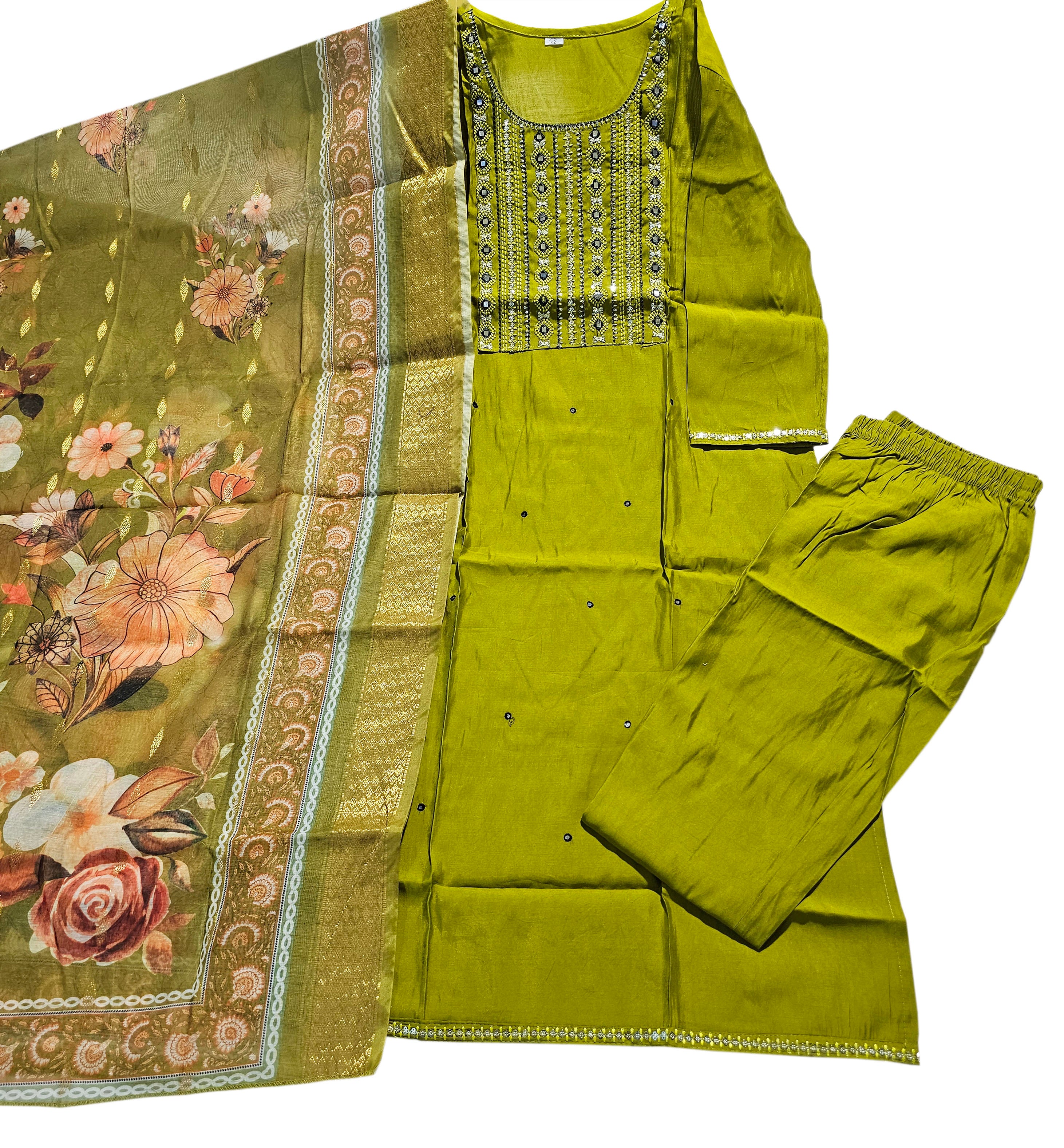 Roman Silk With Embroidery Work With Floral Dupatta Collection