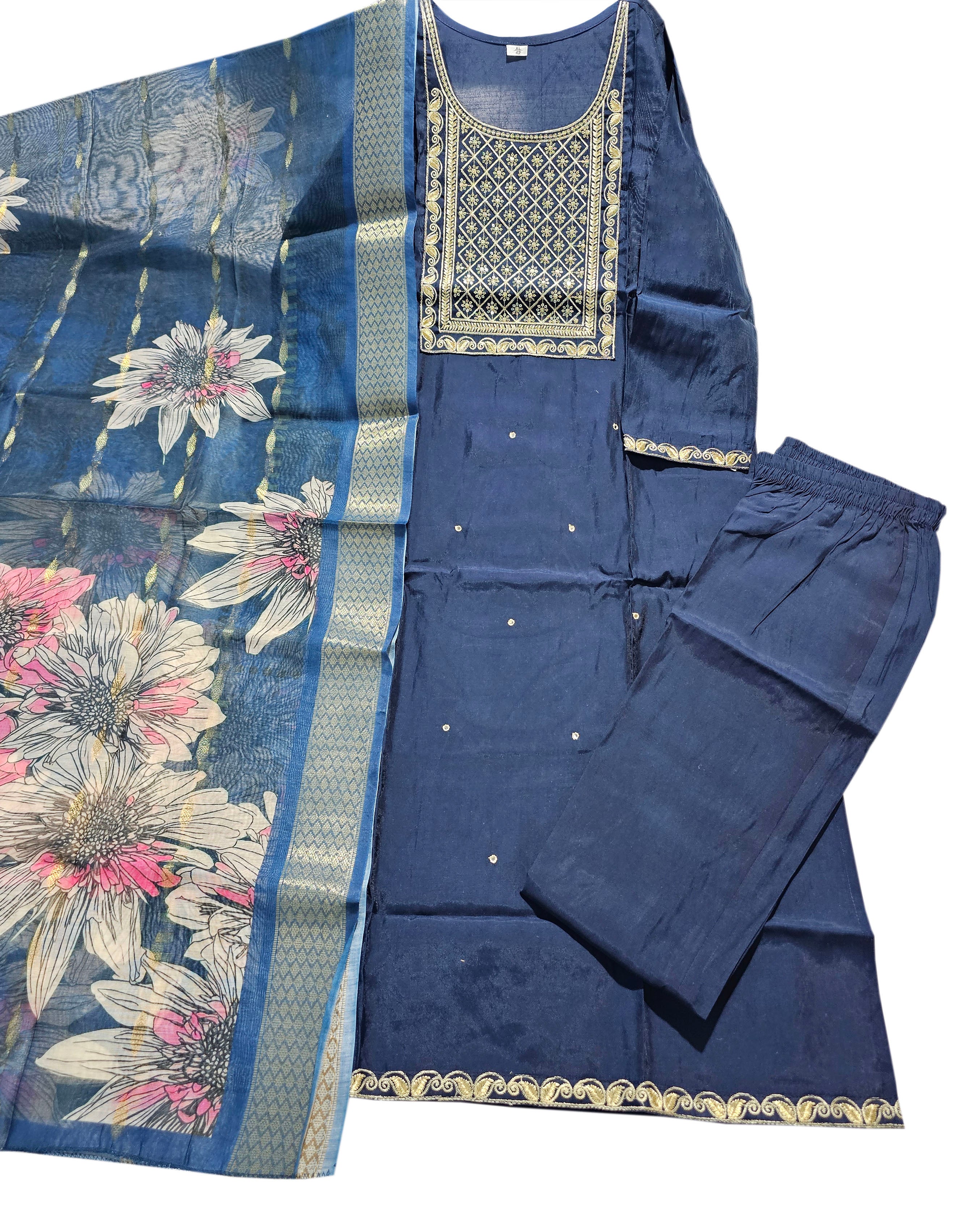 Roman Silk With Embroidery Work With Floral Dupatta Collection