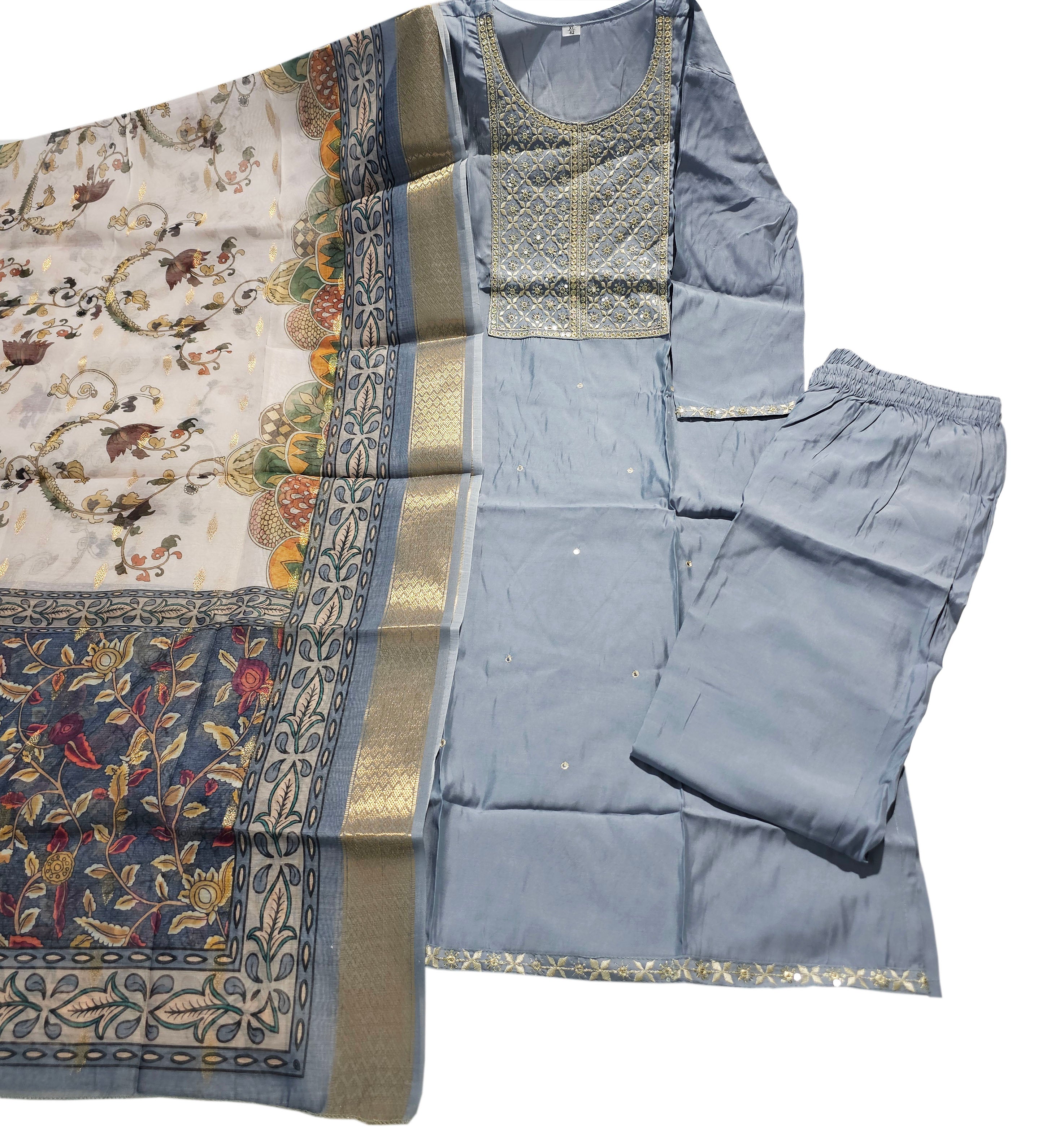 Roman Silk With Embroidery Work With Floral Dupatta Collection