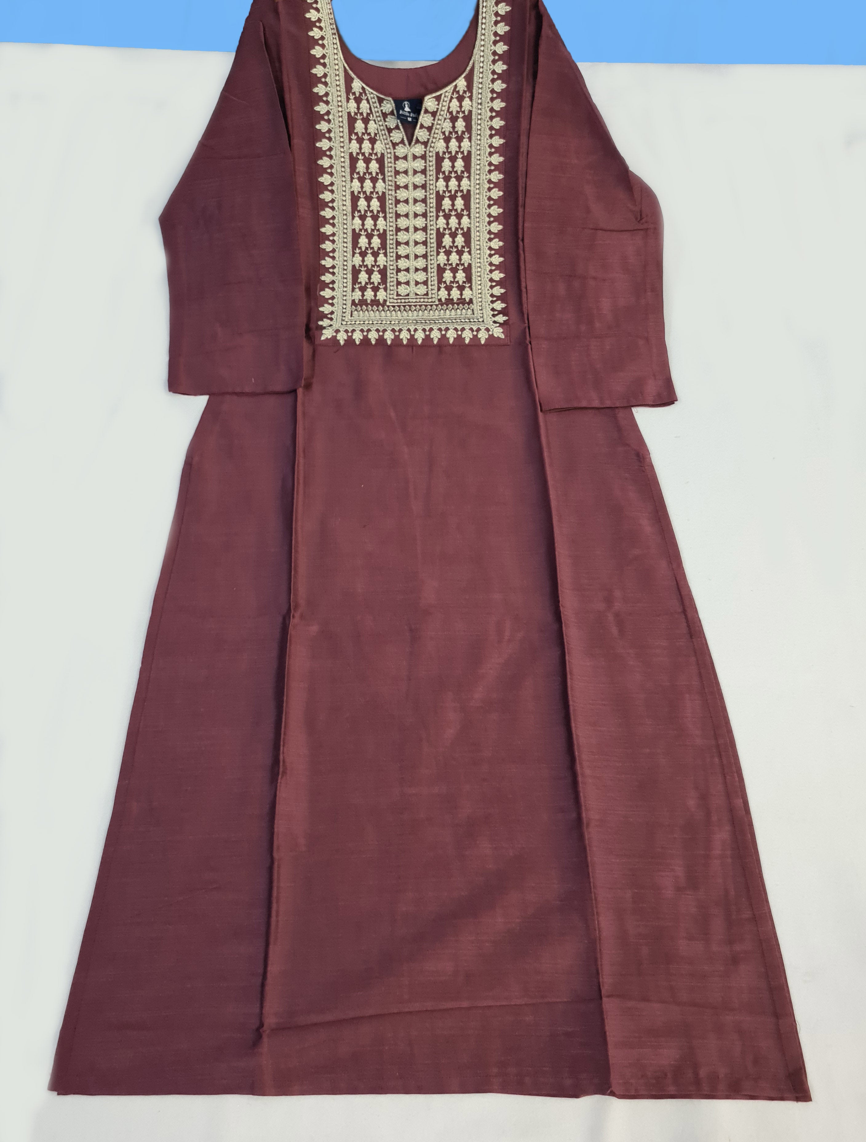 Bangalore Silk Kurtis With Neck Work