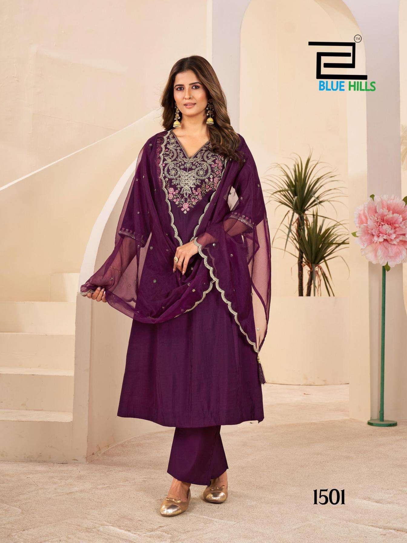 Blue Hills Presents Taj Mahal VOL-15 Roman Silk Fully Stitch Unique Style Kurtis Collections