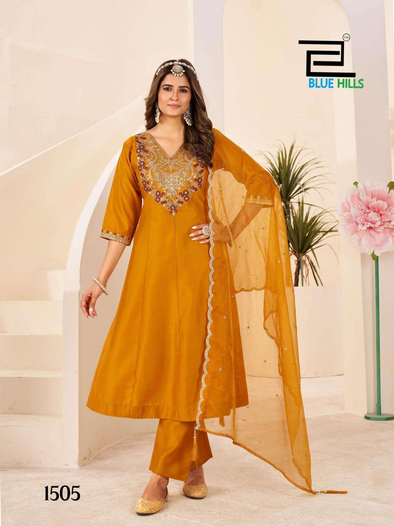 Blue Hills Presents Taj Mahal VOL-15 Roman Silk Fully Stitch Unique Style Kurtis Collections