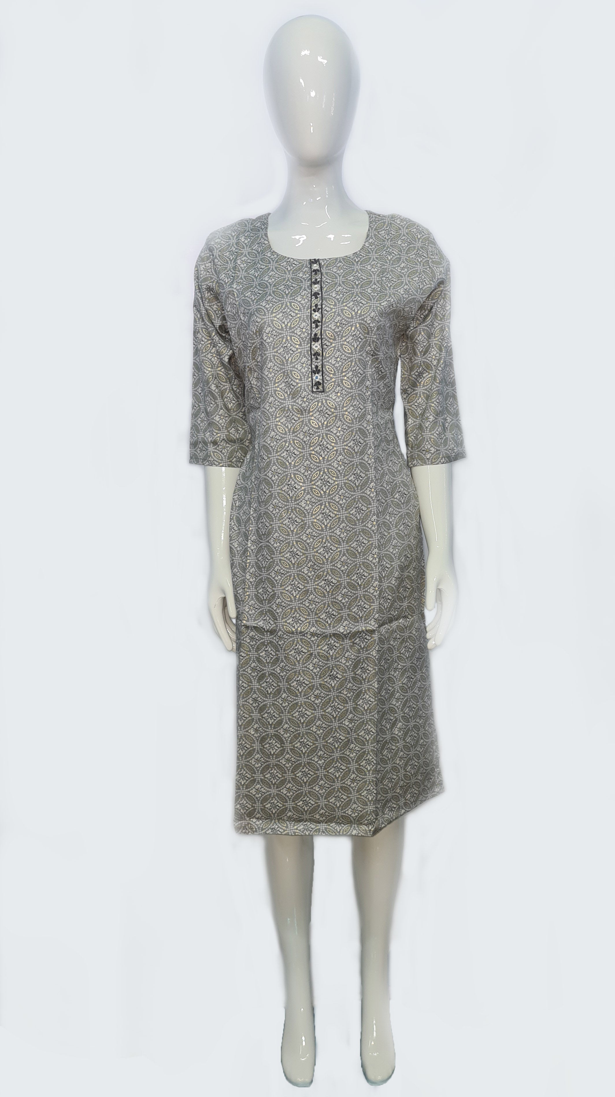 Bangalore Silk Printed Kurtis With Neck Work