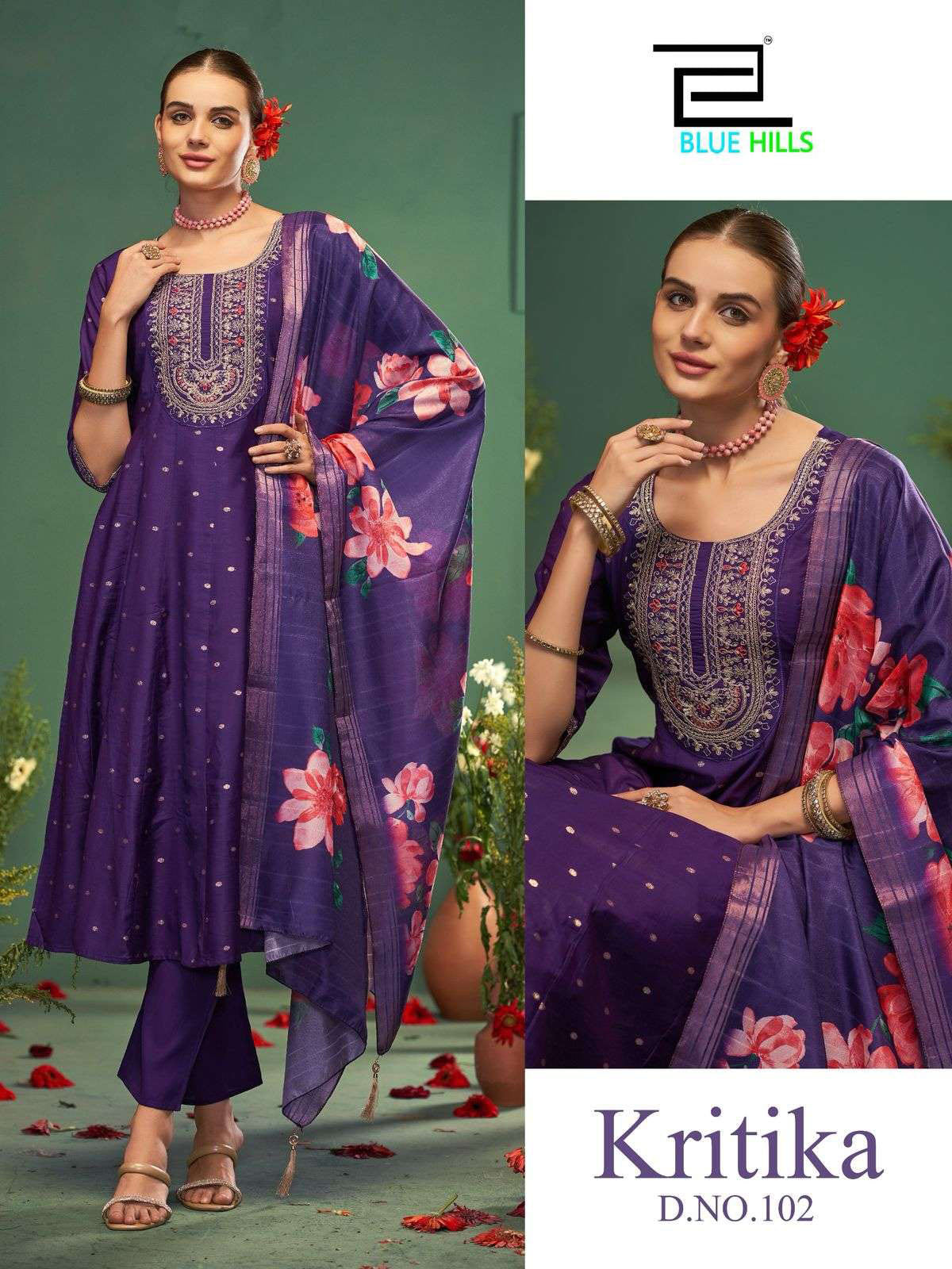 Blue Hills Kritika Stylish Readymade 3 Piece Pair New Designs Collection