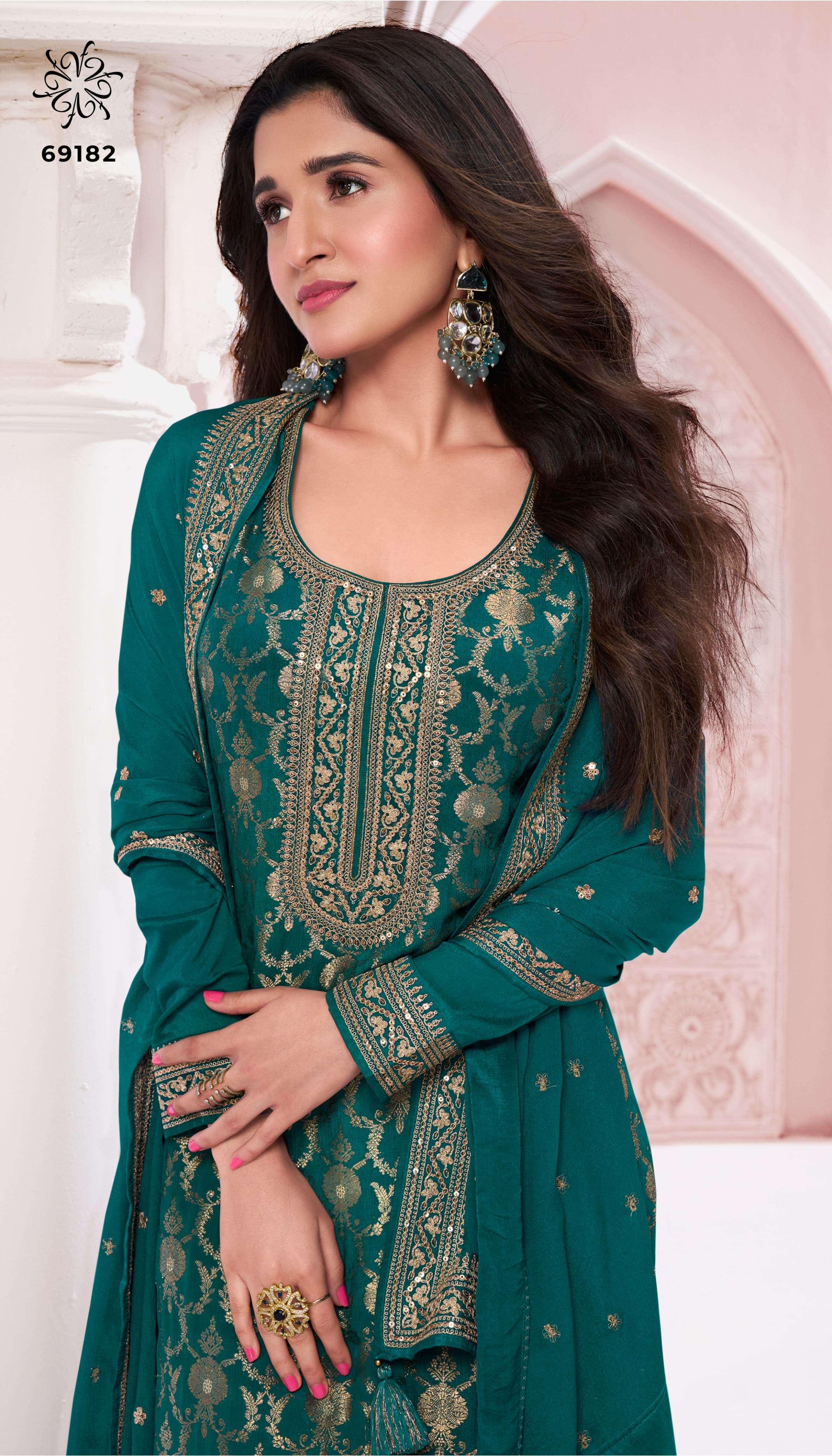 Vinay Fashion Presents Kuleesh Nidhi Beautiful Work Designer Dress Material Festive Collections