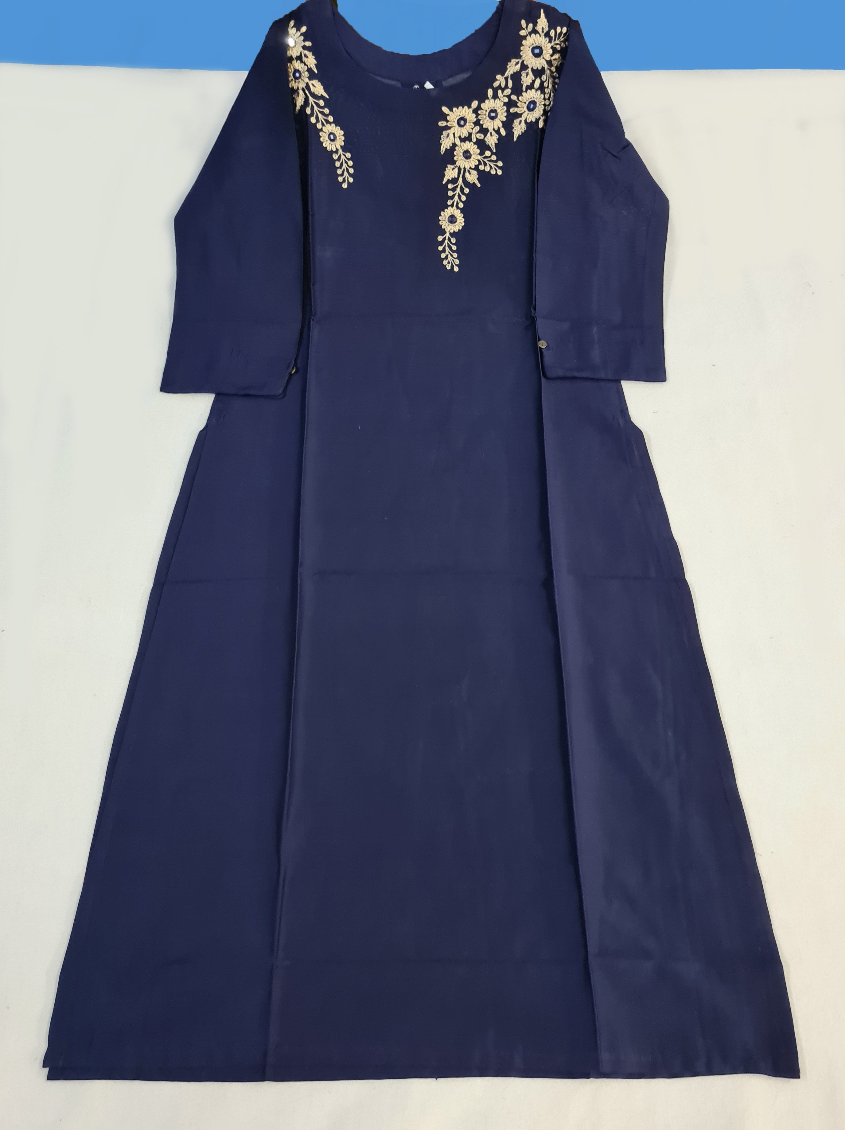 Bangalore Silk Kurtis With Neck Work