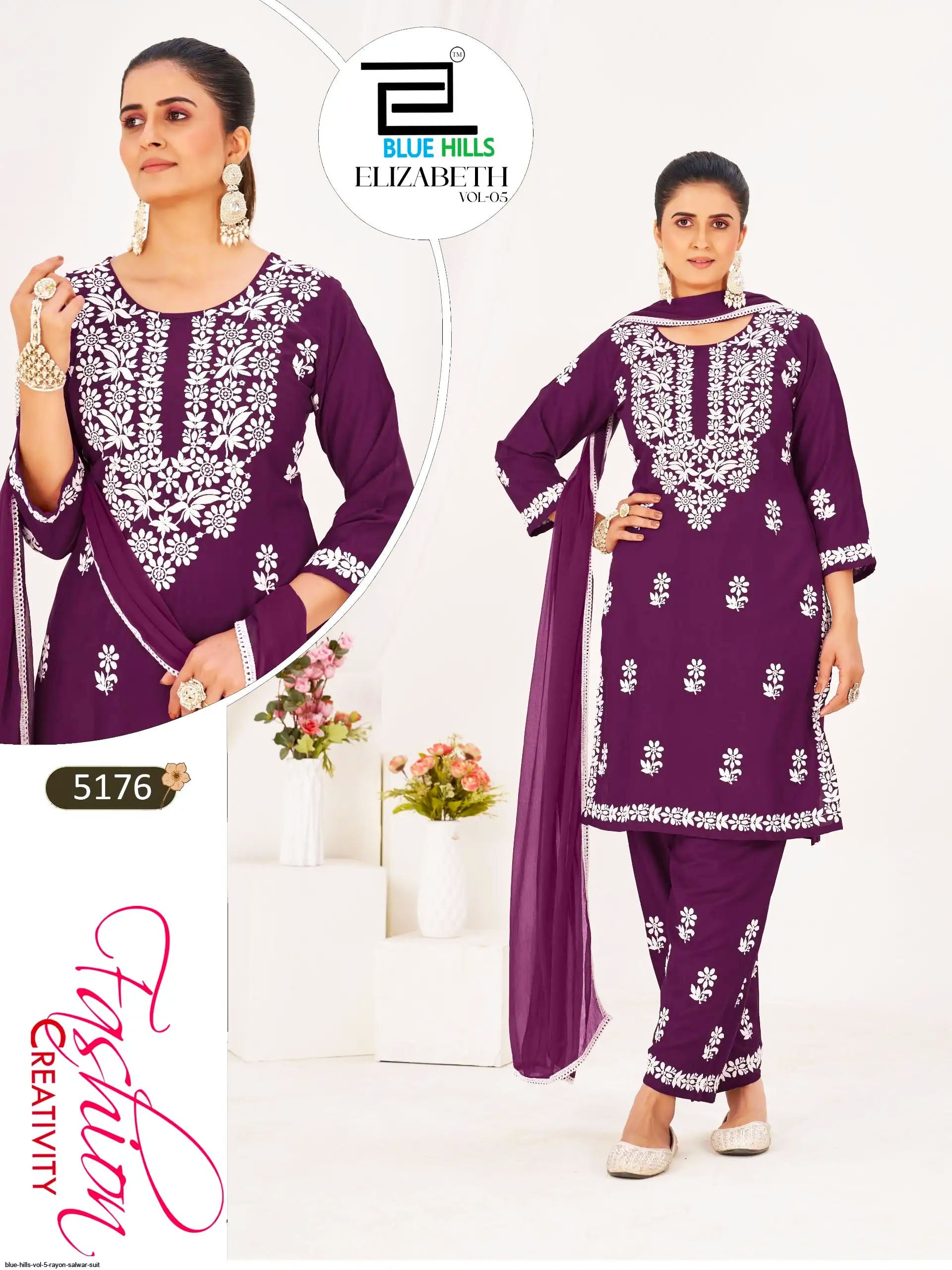 Blue Hills Presents Elizabeth VOL-5 Rayon Fabric Cotton Design Salwar Suit Collections