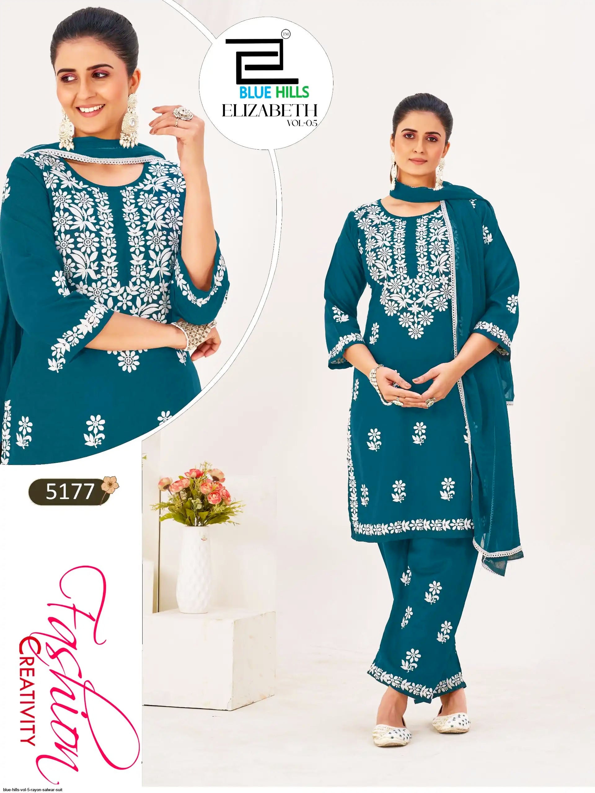 Blue Hills Presents Elizabeth VOL-5 Rayon Fabric Cotton Design Salwar Suit Collections