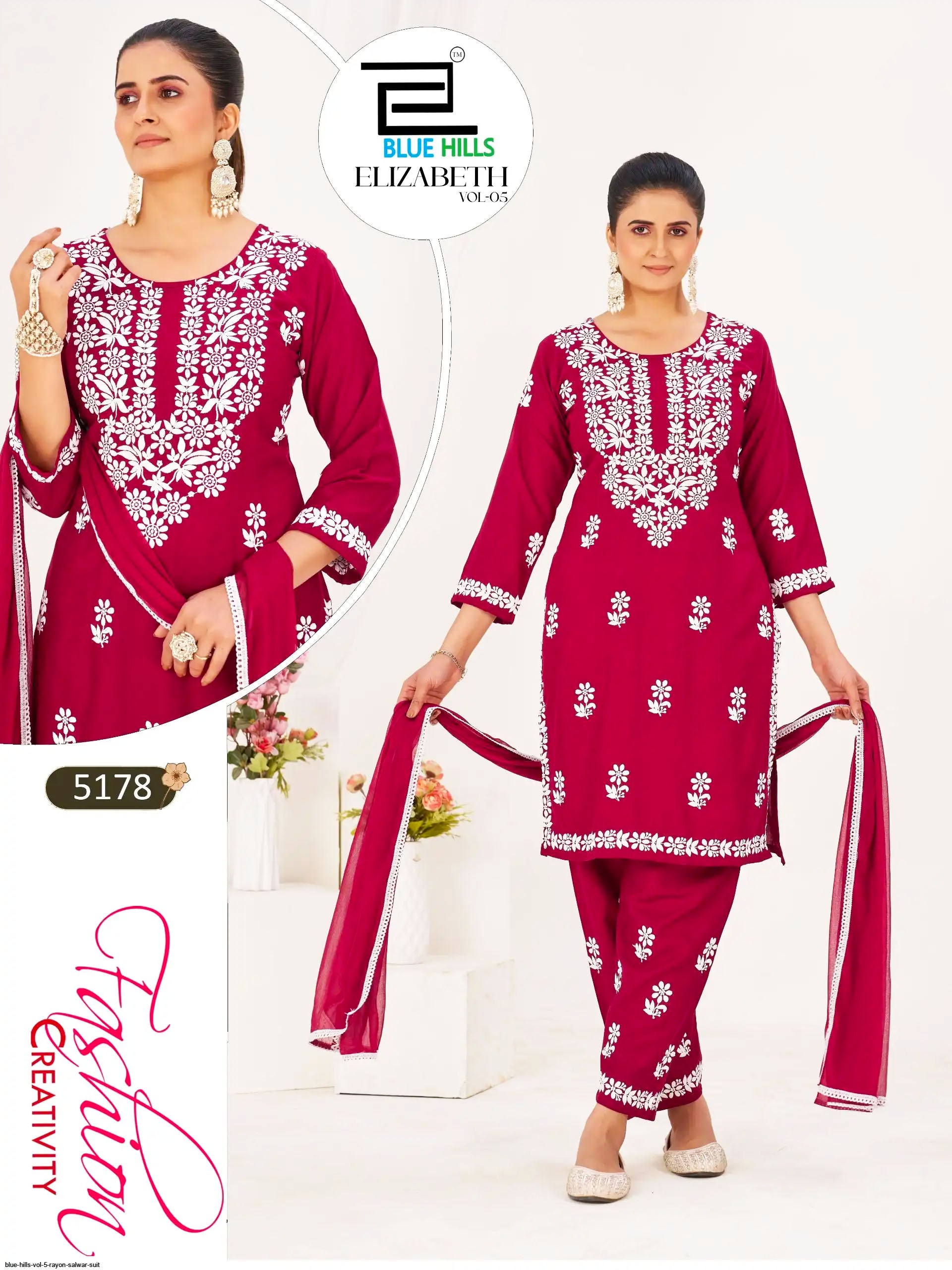 Blue Hills Presents Elizabeth VOL-5 Rayon Fabric Cotton Design Salwar Suit Collections