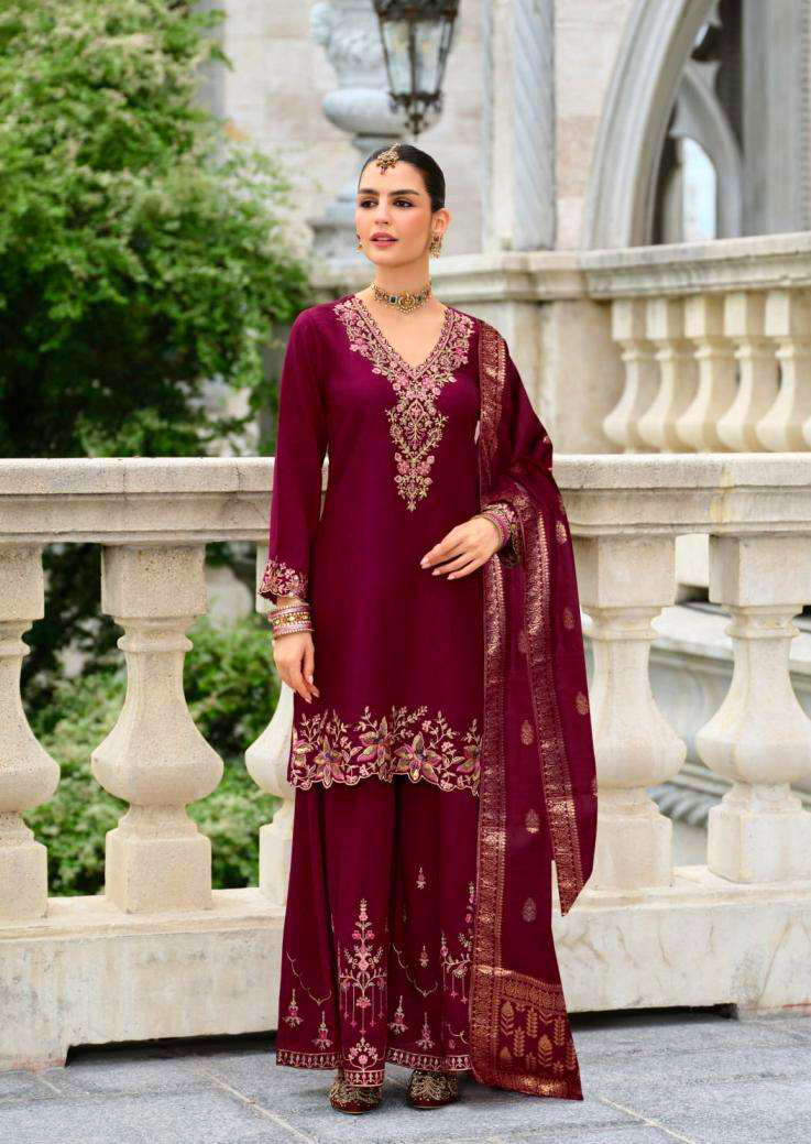 Lily & Laly Presents Suhagini Silk With Cotton Lining Full Stitch Karma Special Plazzo 3Pcs Dress Collections