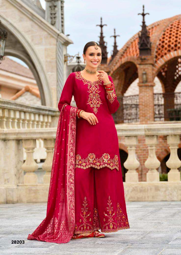 Lily & Laly Presents Suhagini Silk With Cotton Lining Full Stitch Karma Special Plazzo 3Pcs Dress Collections
