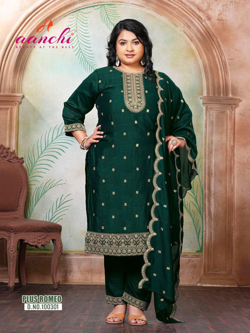 Aanchi Presents Plus Romeo Vichitra Silk Kurti With Bottom And Dupatta Collections