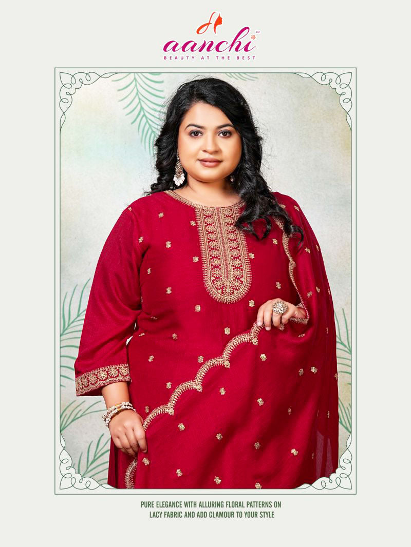 Aanchi Presents Plus Romeo Vichitra Silk Kurti With Bottom And Dupatta Collections
