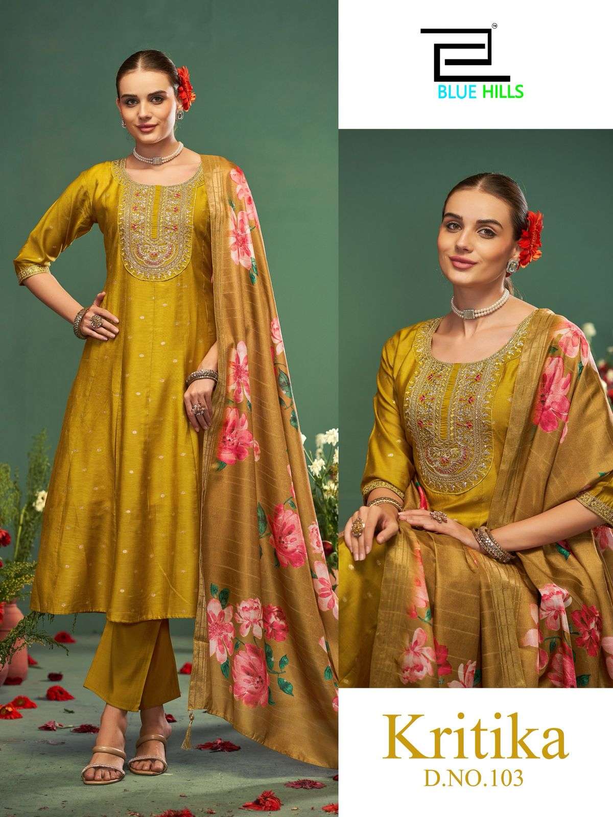 Blue Hills Kritika Stylish Readymade 3 Piece Pair New Designs Collection