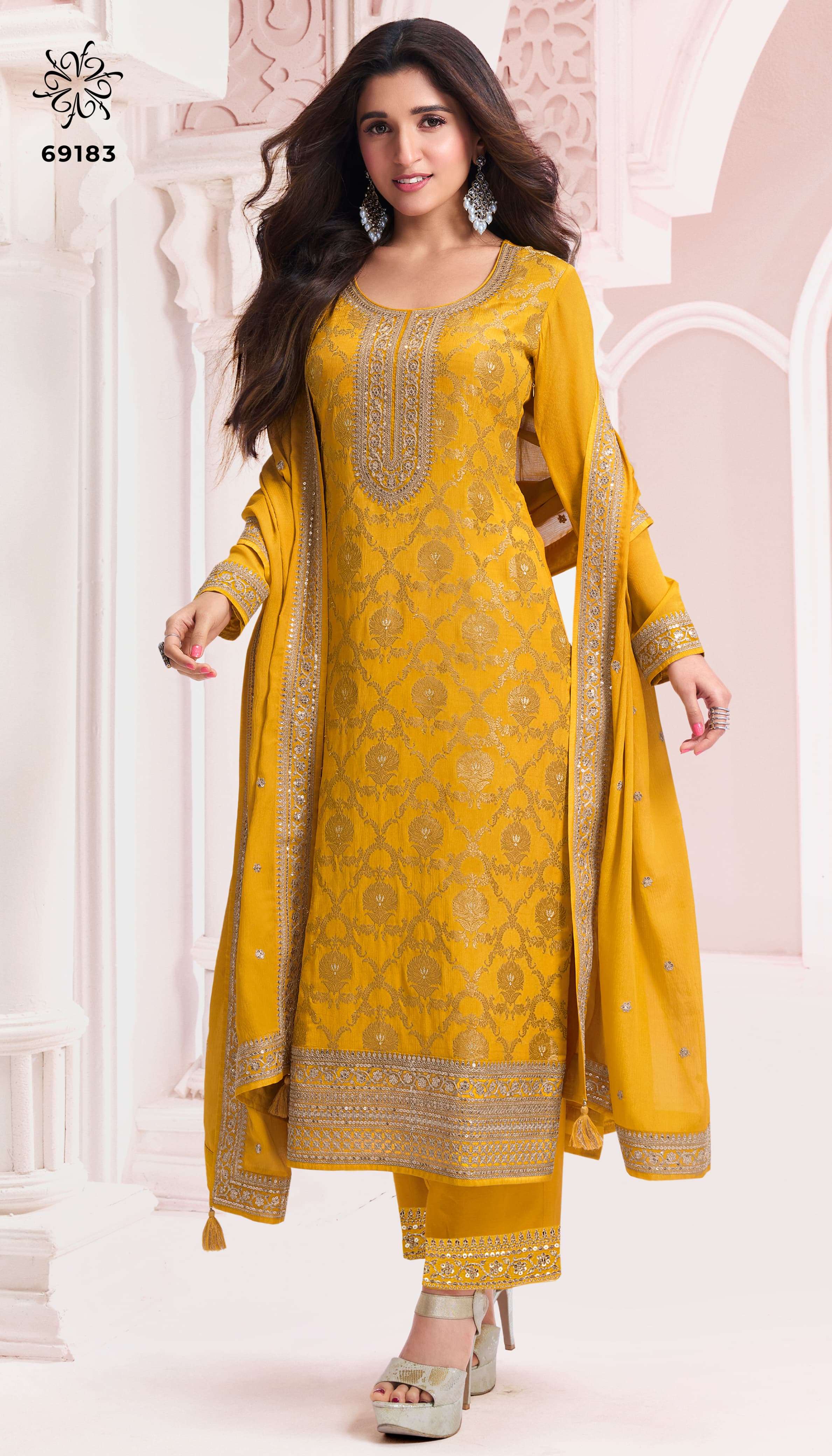 Vinay Fashion Presents Kuleesh Nidhi Beautiful Work Designer Dress Material Festive Collections