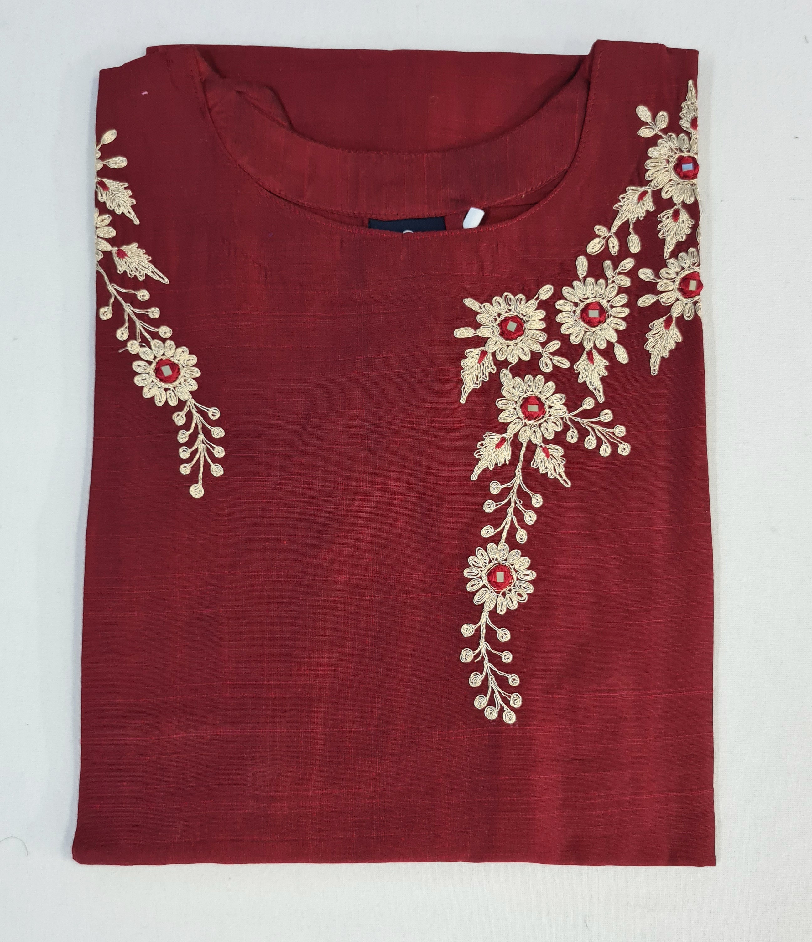 Bangalore Silk Kurtis With Neck Work