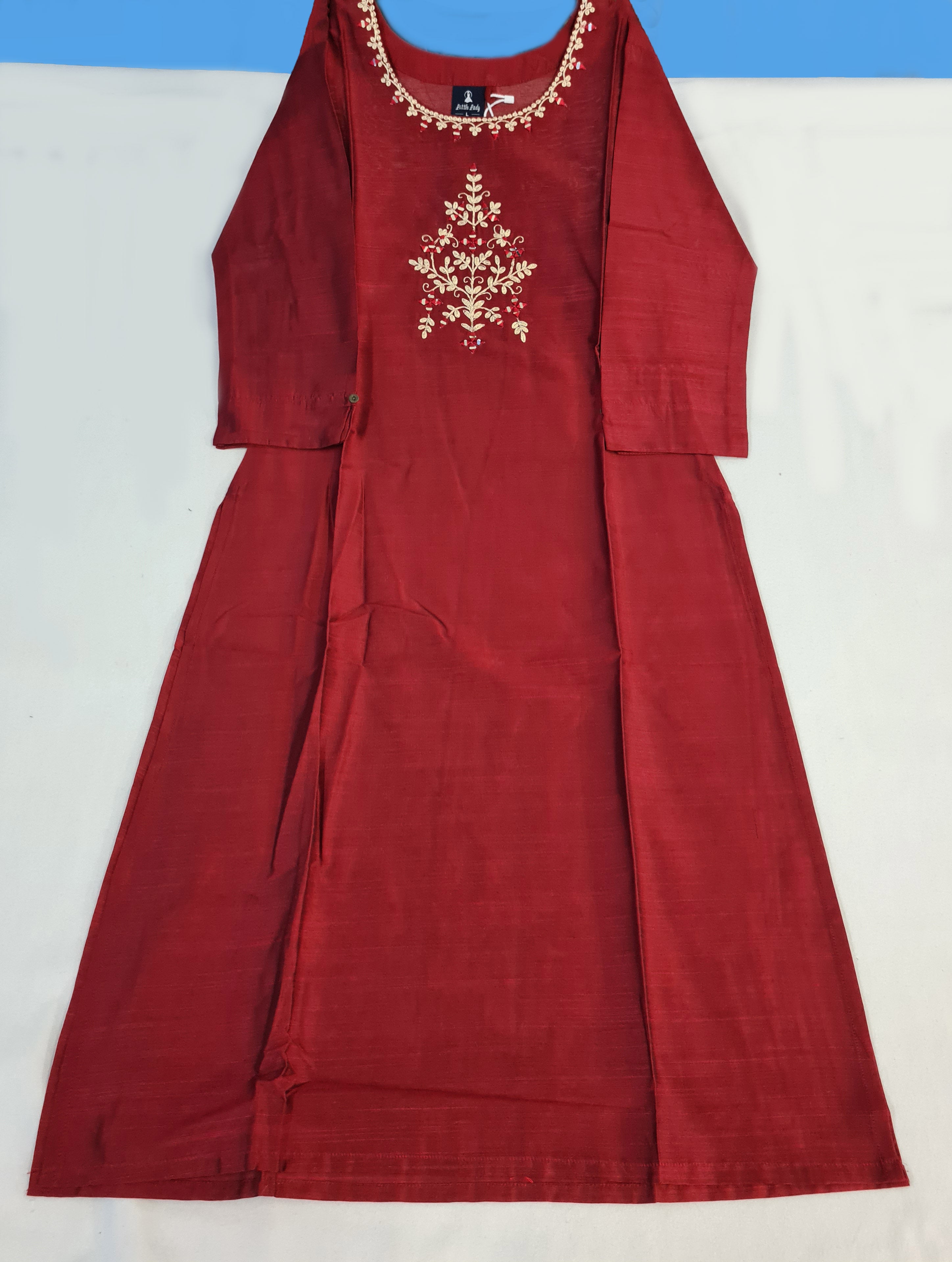 Bangalore Silk Kurtis With Neck Work