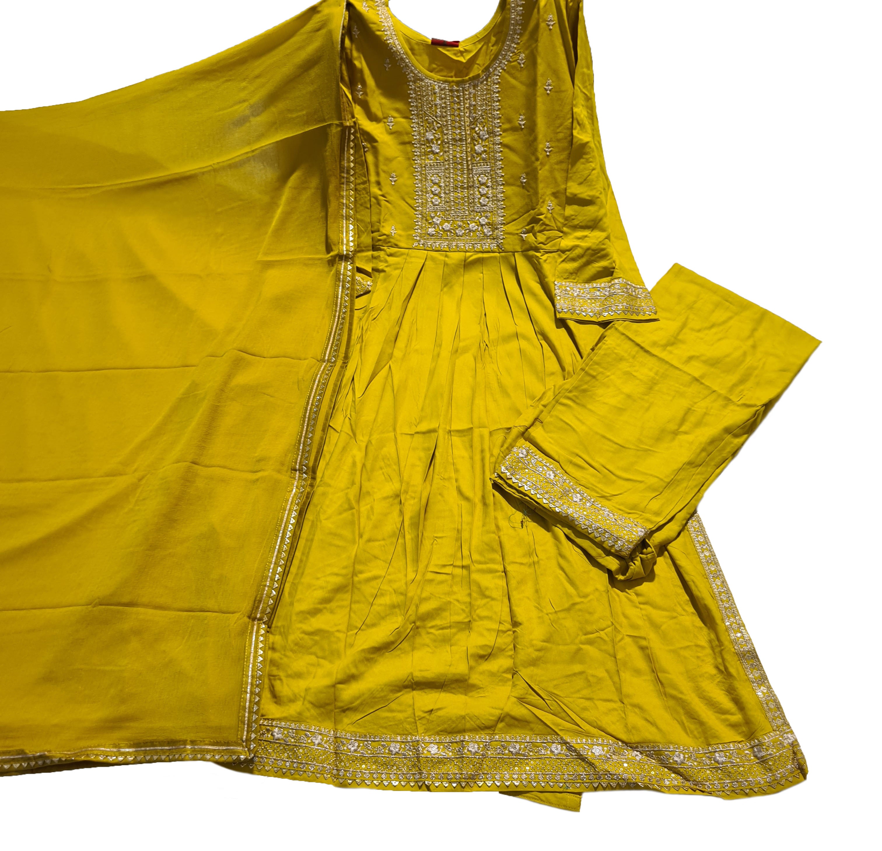 Rangoon Mahima Designer Fancy Nayra cut Kurti with Pant and Dupatta Collections