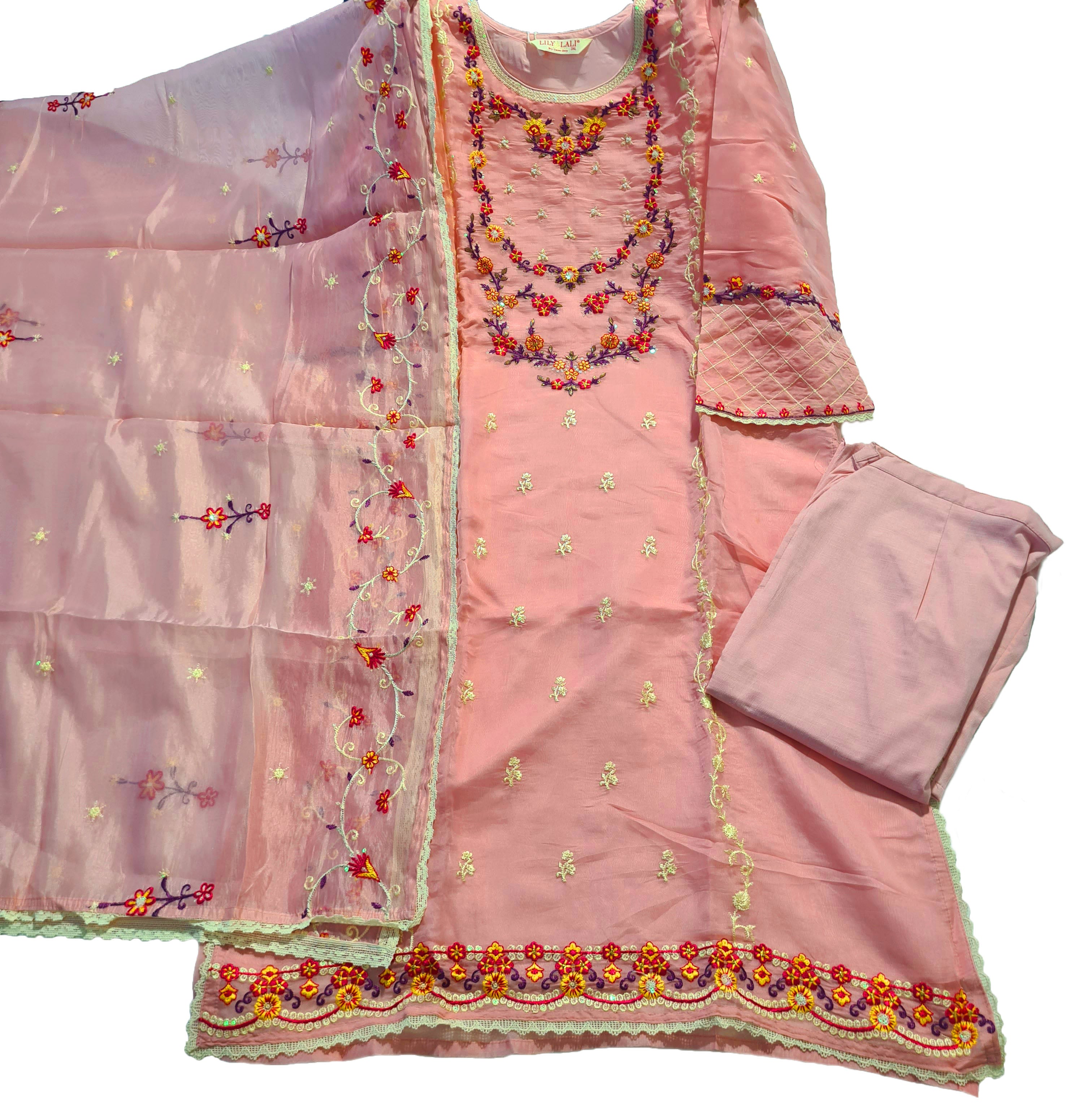 Lily and Lali Nazakat Party Style Kurti with Pant and Dupatta Collections
