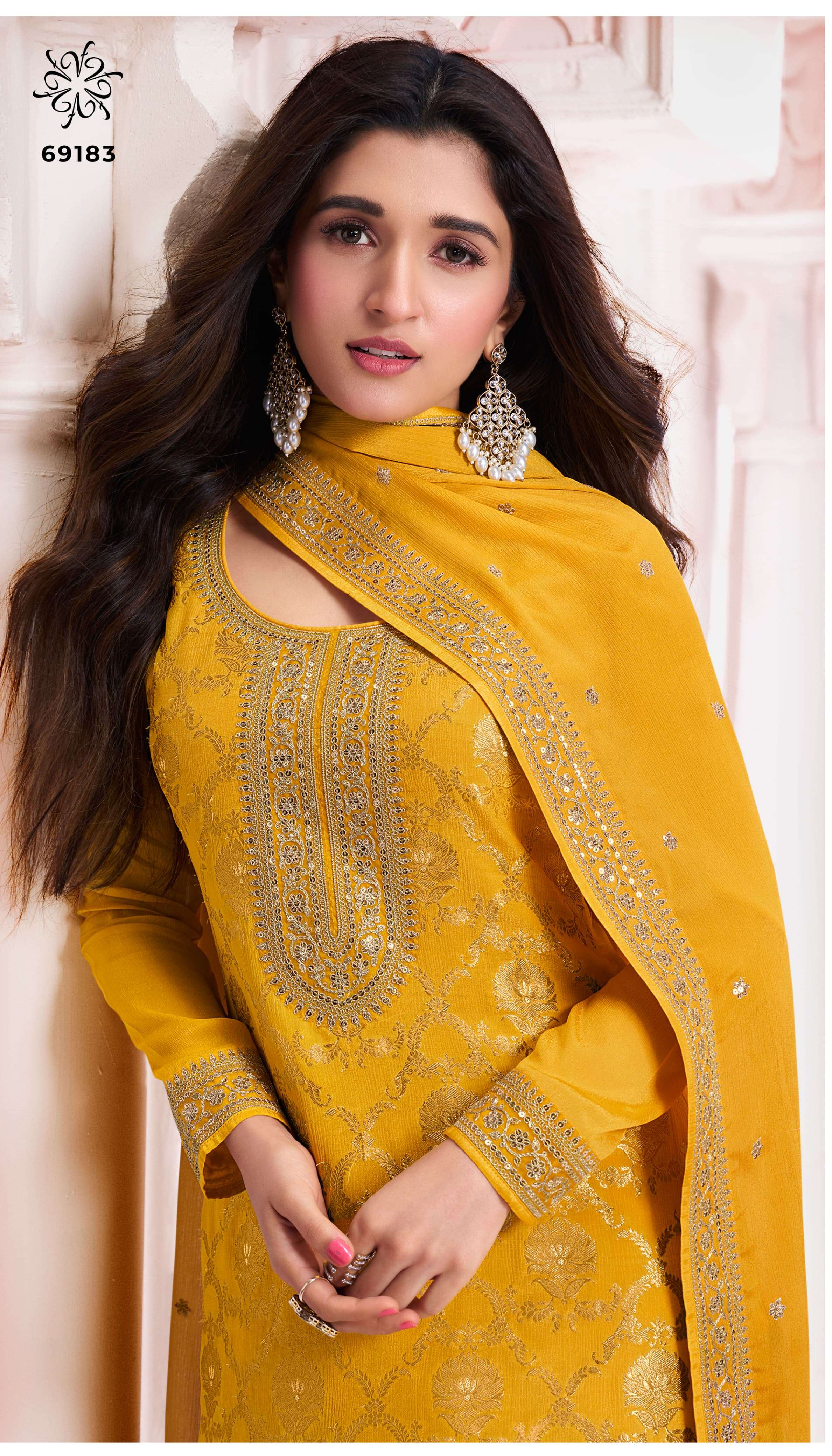 Vinay Fashion Presents Kuleesh Nidhi Beautiful Work Designer Dress Material Festive Collections