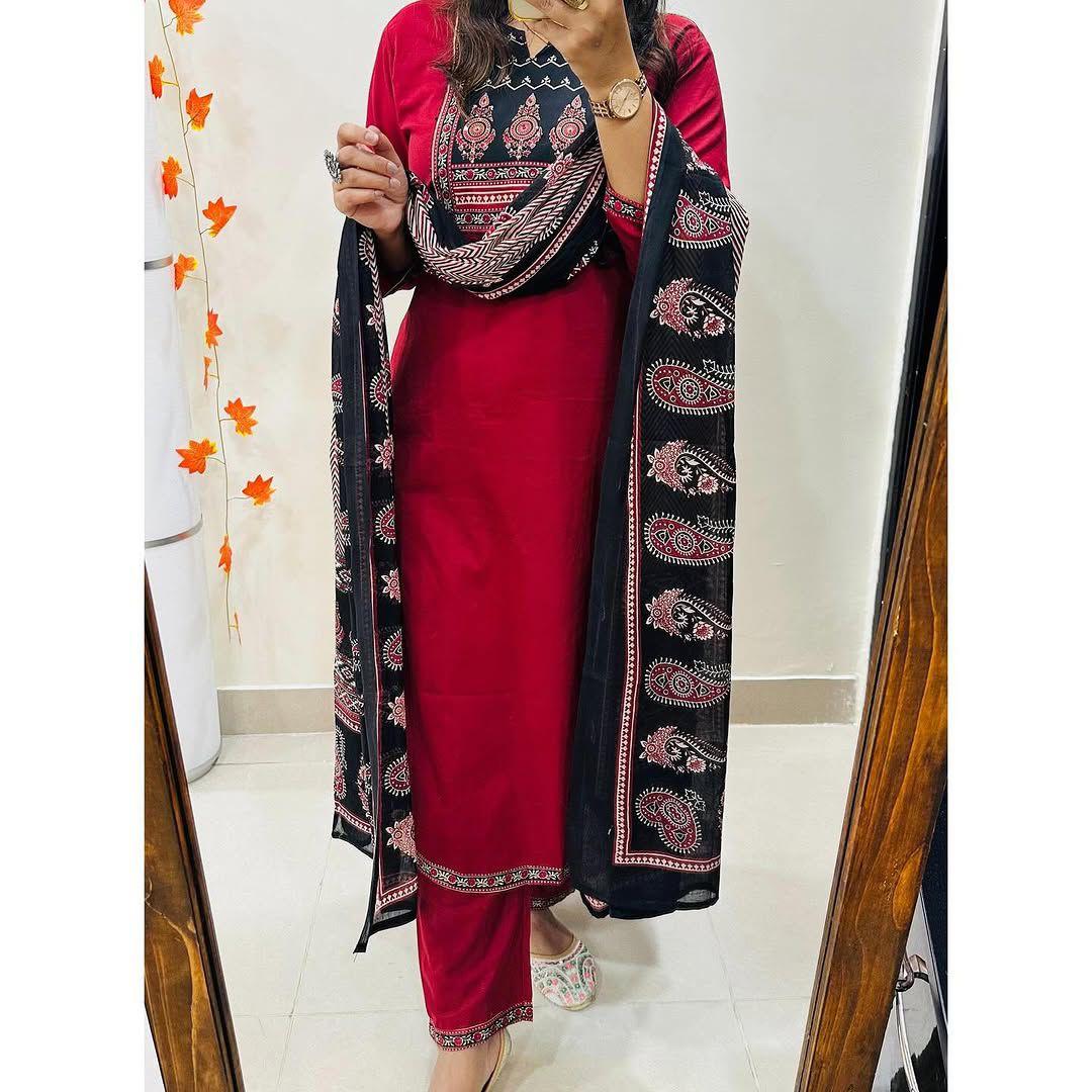 Cotton Fancy Dress Top with Pant and Dupatta Collection