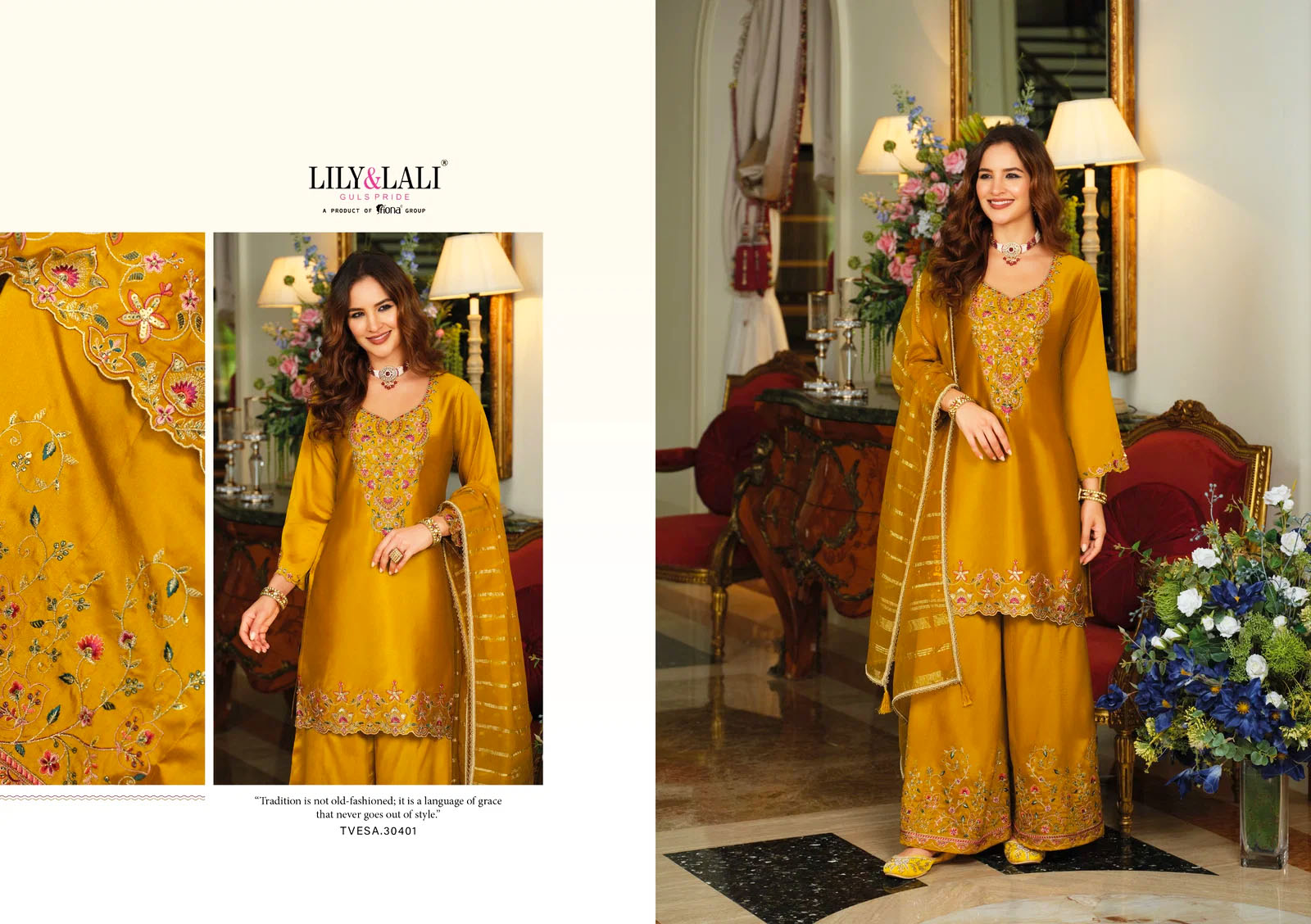 Lily and Lali Presents TVESA Silk With Embroidery Work Kurti Pant and Dupatta Collections