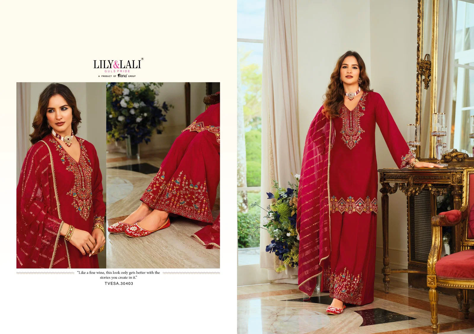 Lily and Lali Presents TVESA Silk With Embroidery Work Kurti Pant and Dupatta Collections