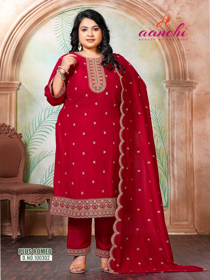 Aanchi Presents Plus Romeo Vichitra Silk Kurti With Bottom And Dupatta Collections