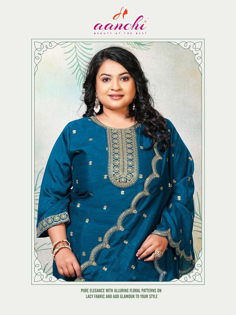 Aanchi Presents Plus Romeo Vichitra Silk Kurti With Bottom And Dupatta Collections