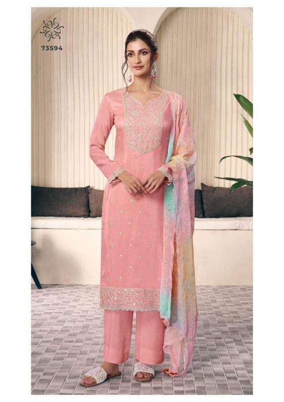 Vinay Presents Kuleesh Ombre Moonga Silk Party Wear Dress Material Collections