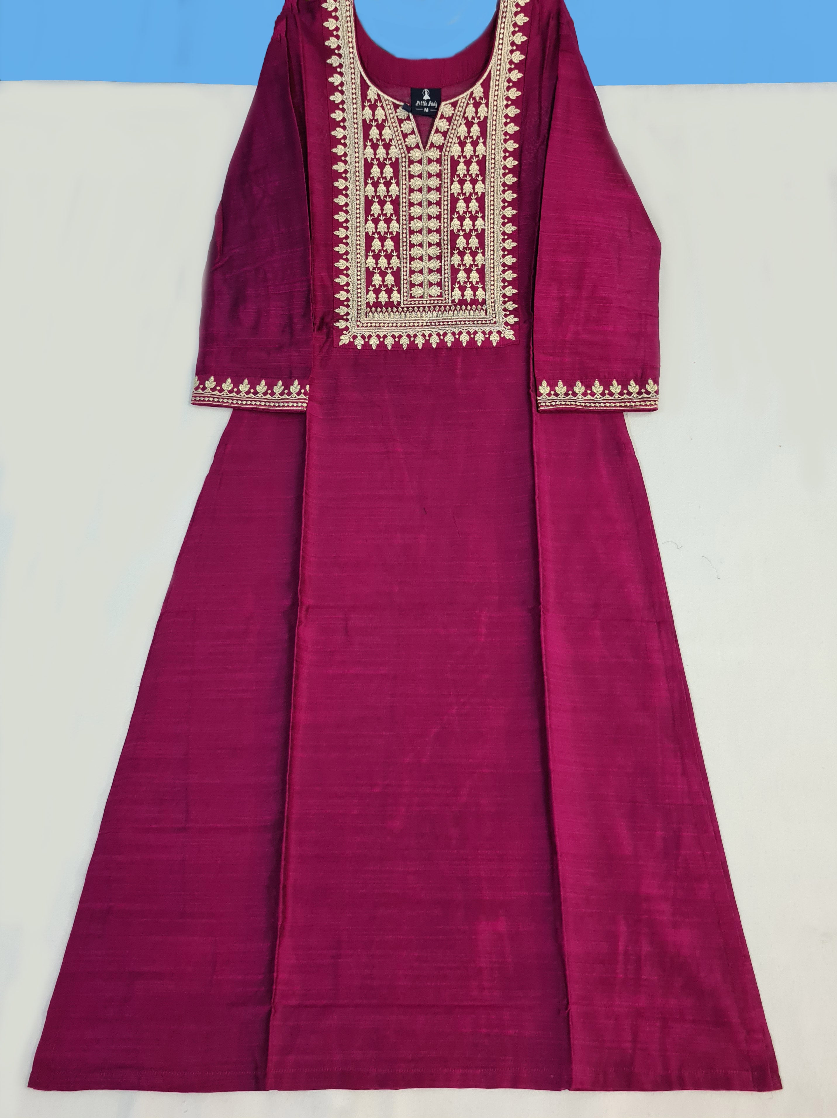 Bangalore Silk Kurtis With Neck Work