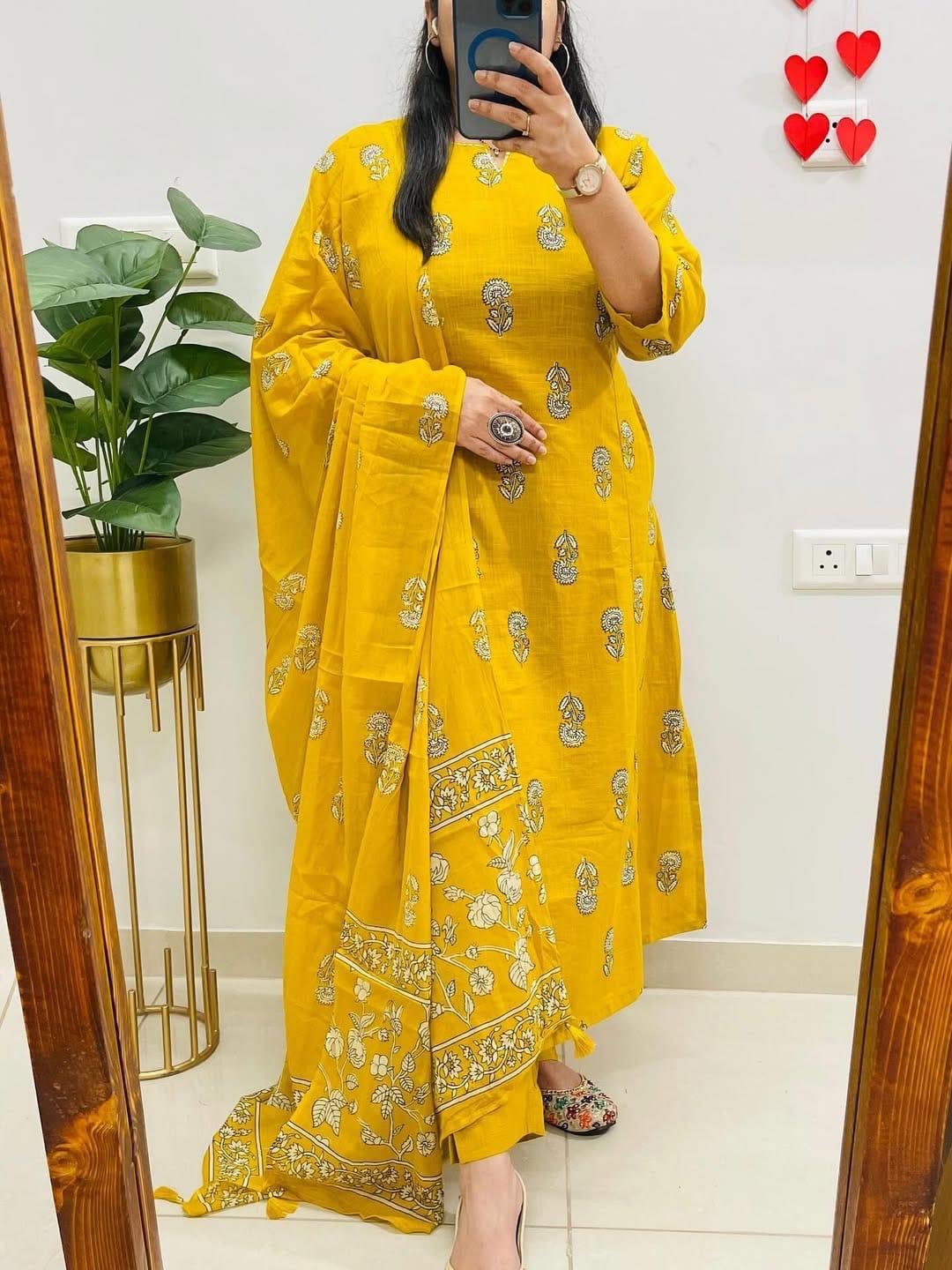 Cotton Fancy Dress Top with Pant and Dupatta Collection