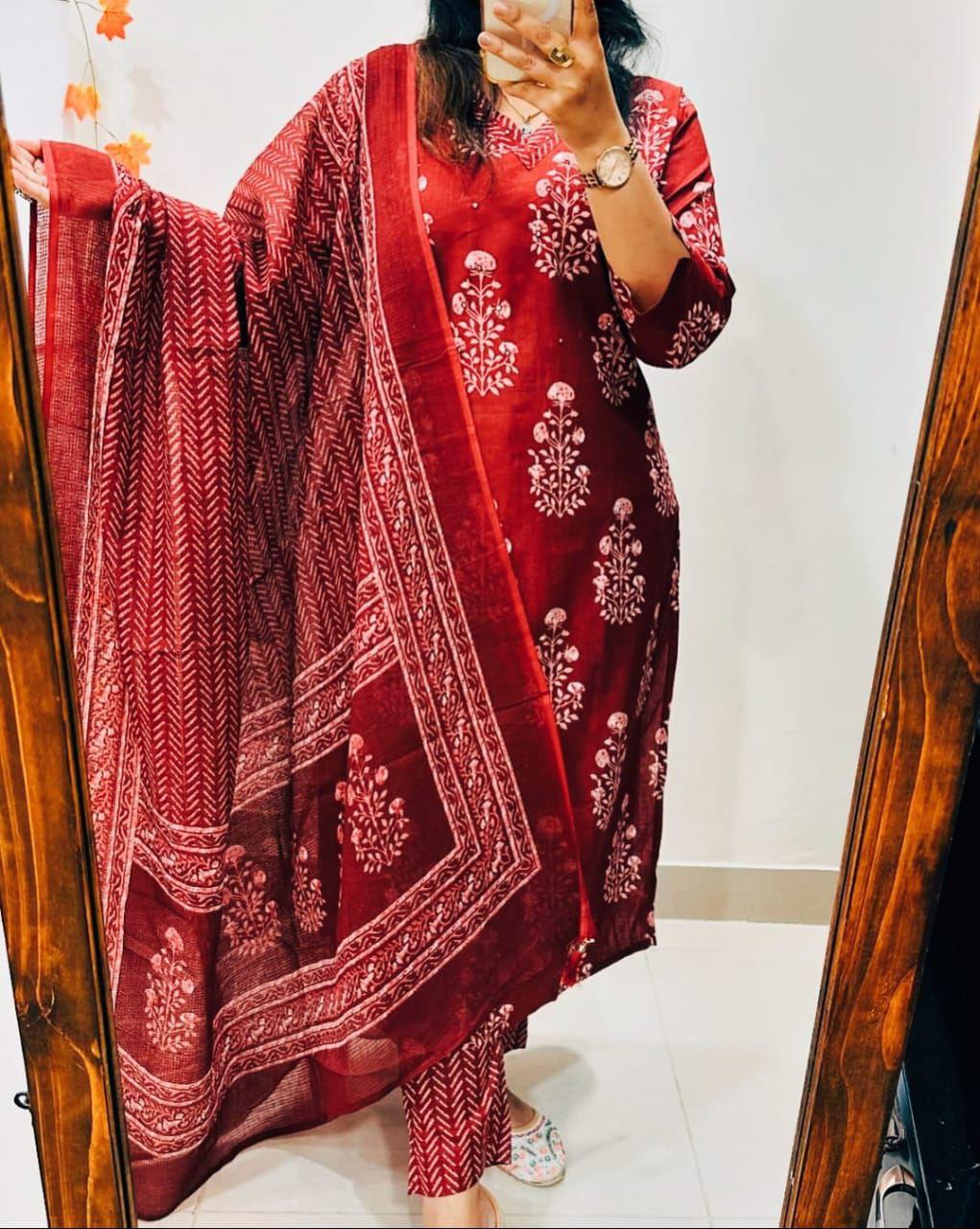 Cotton Fancy Dress Top with Pant and Dupatta Collection