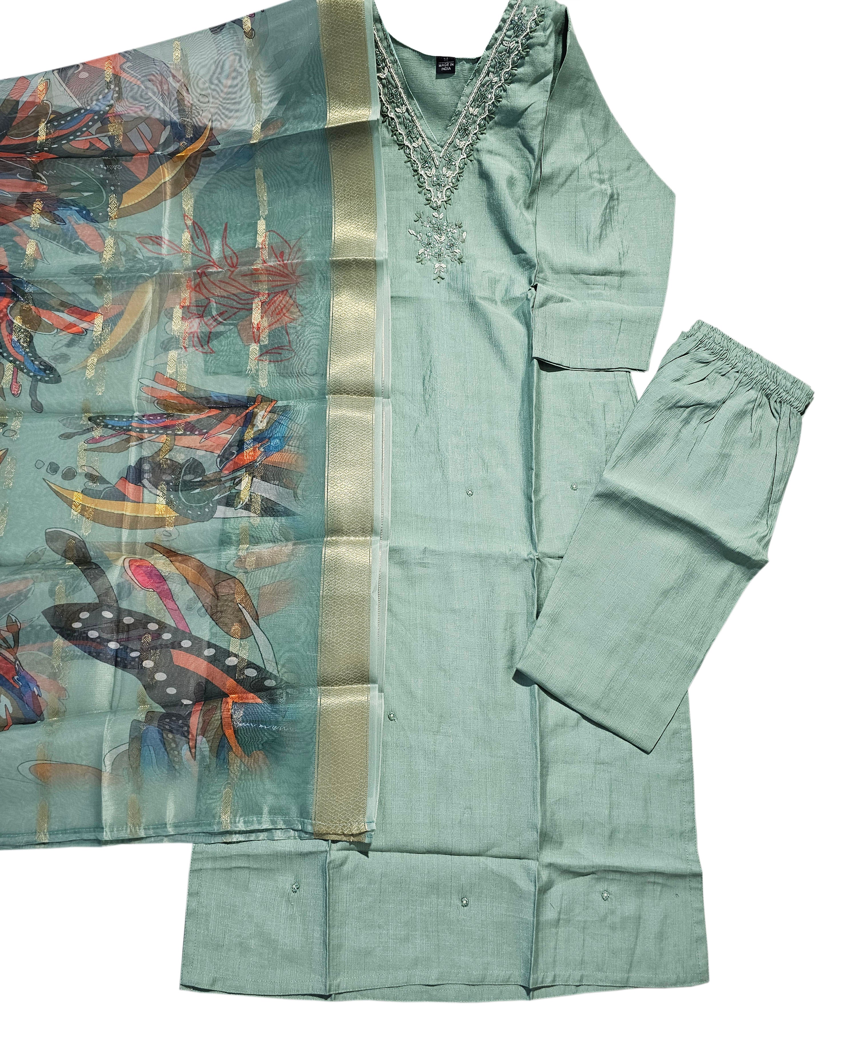 Vatican Silk Embroidered Straight Kurti with Pants and Dupatta Collection
