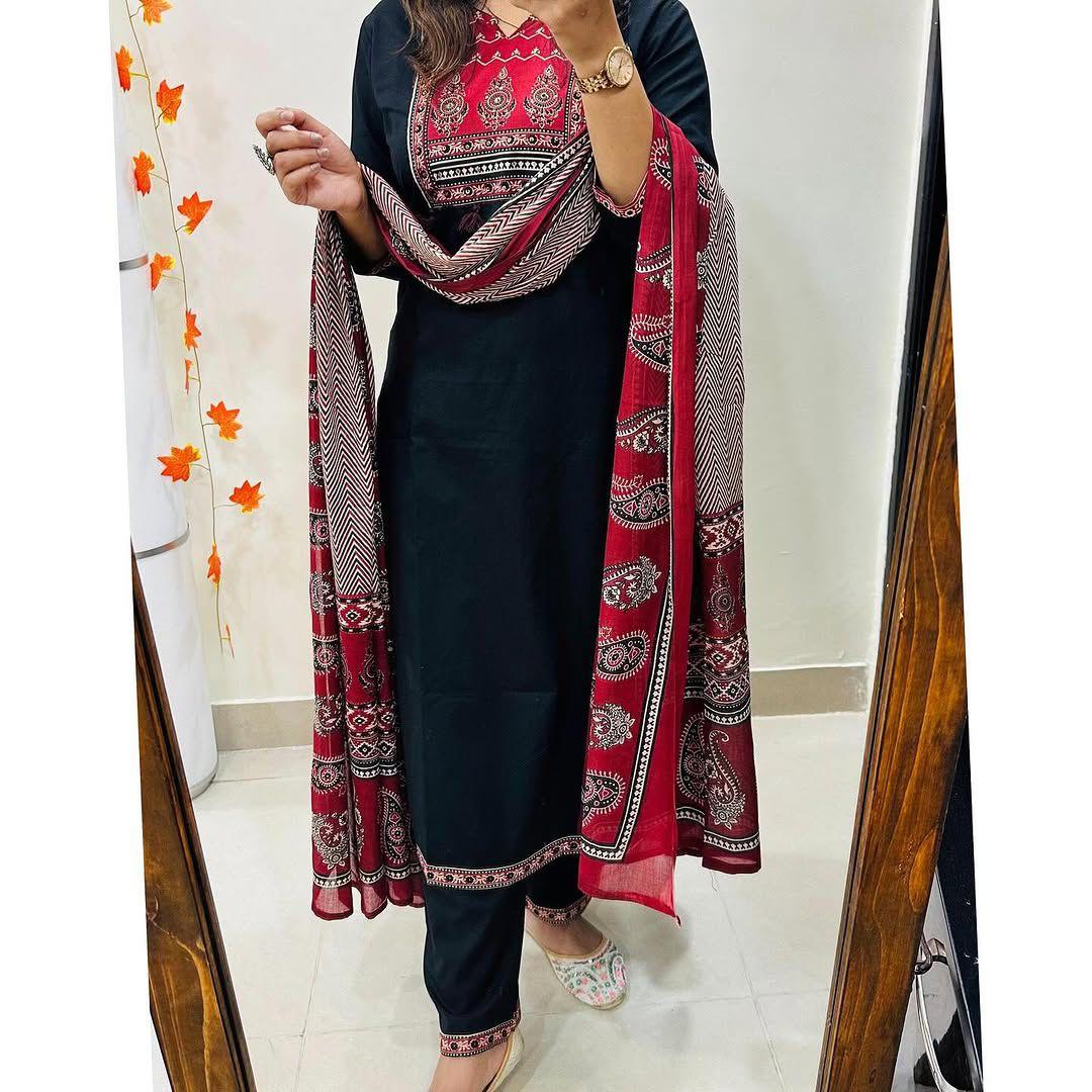 Cotton Fancy Dress Top with Pant and Dupatta Collection