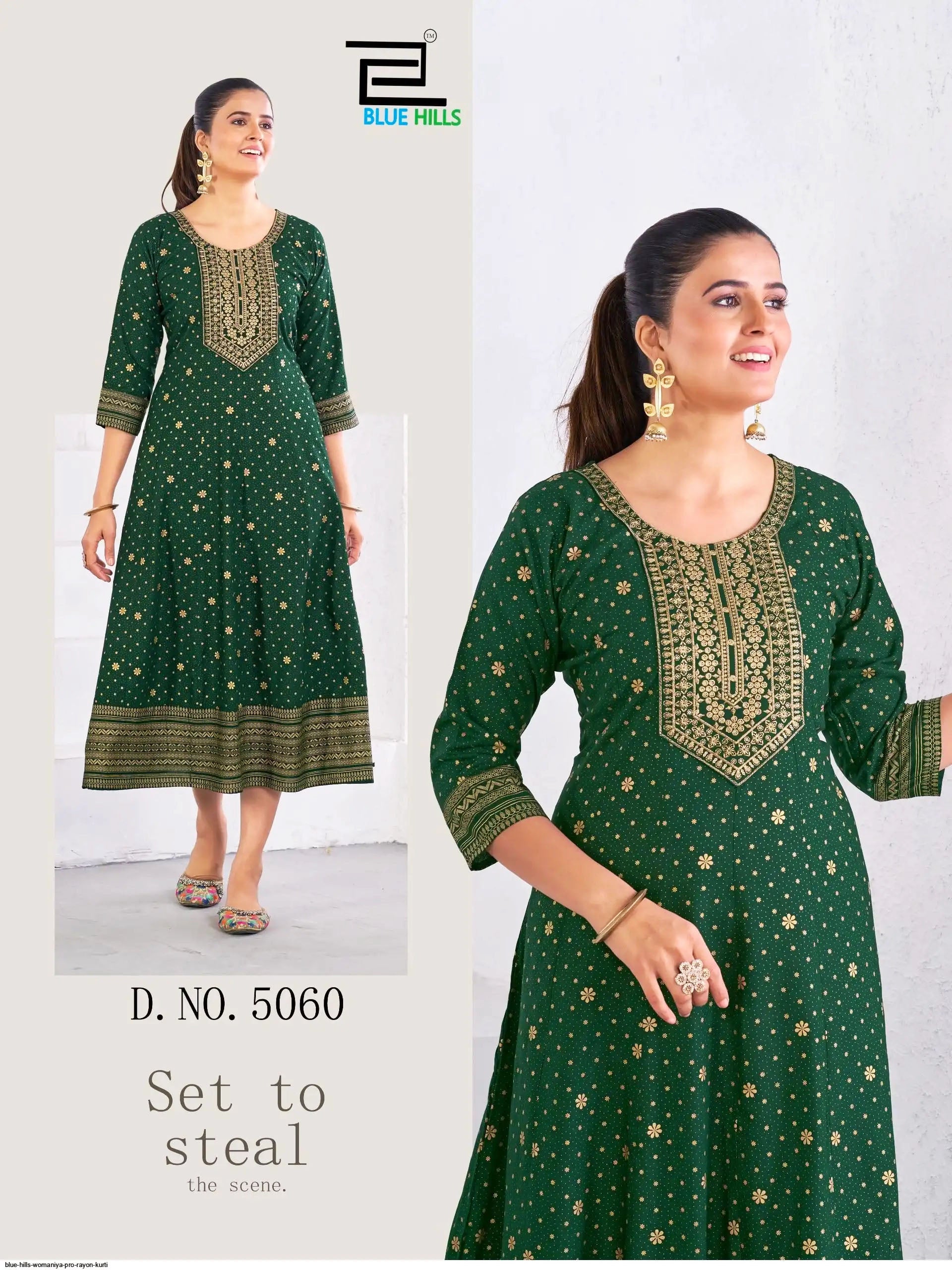 Blue Hills Presents Womaniya Pro Rayon Neck Embroidery Anarkali Gown Collections