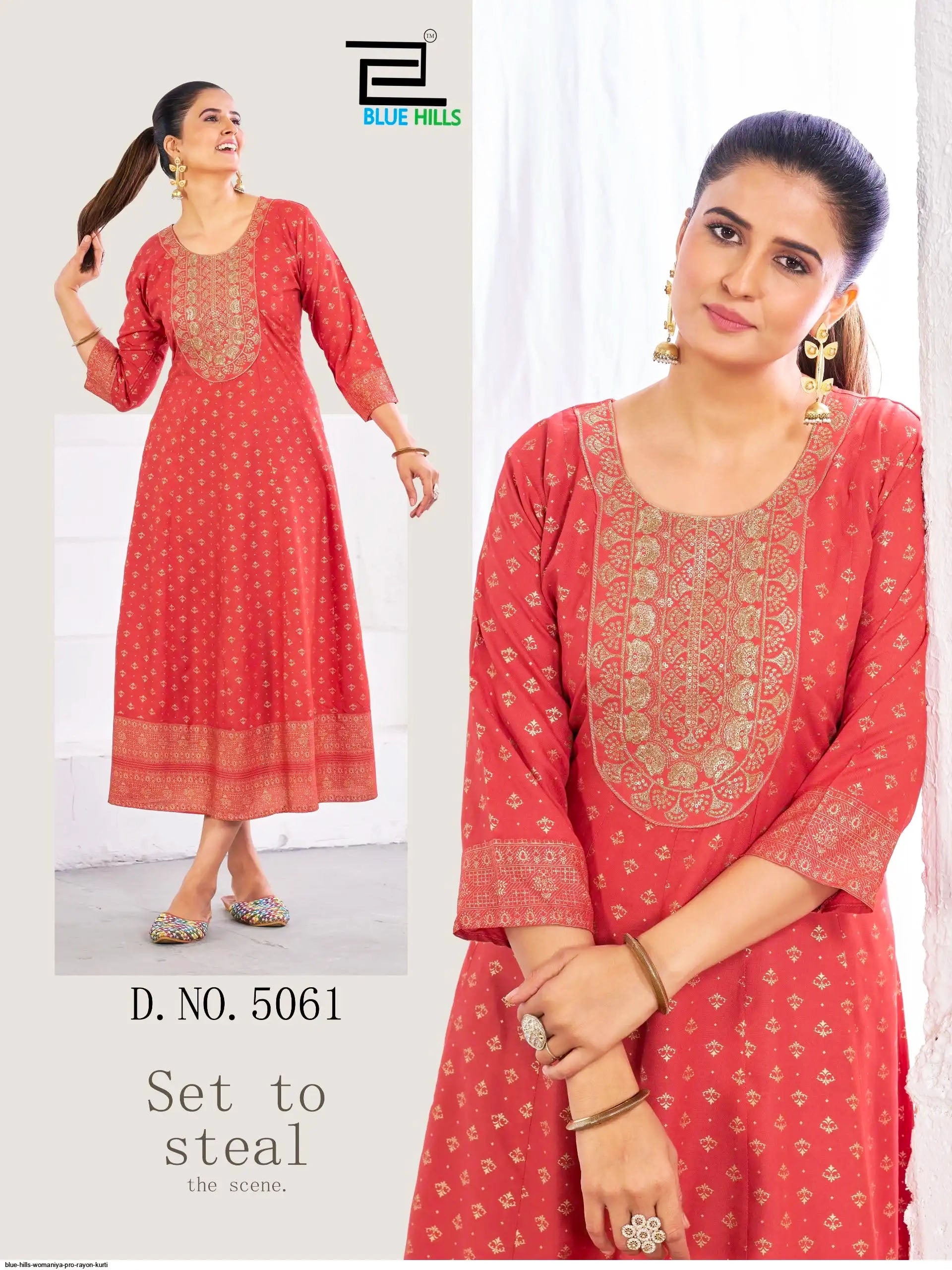 Blue Hills Presents Womaniya Pro Rayon Neck Embroidery Anarkali Gown Collections