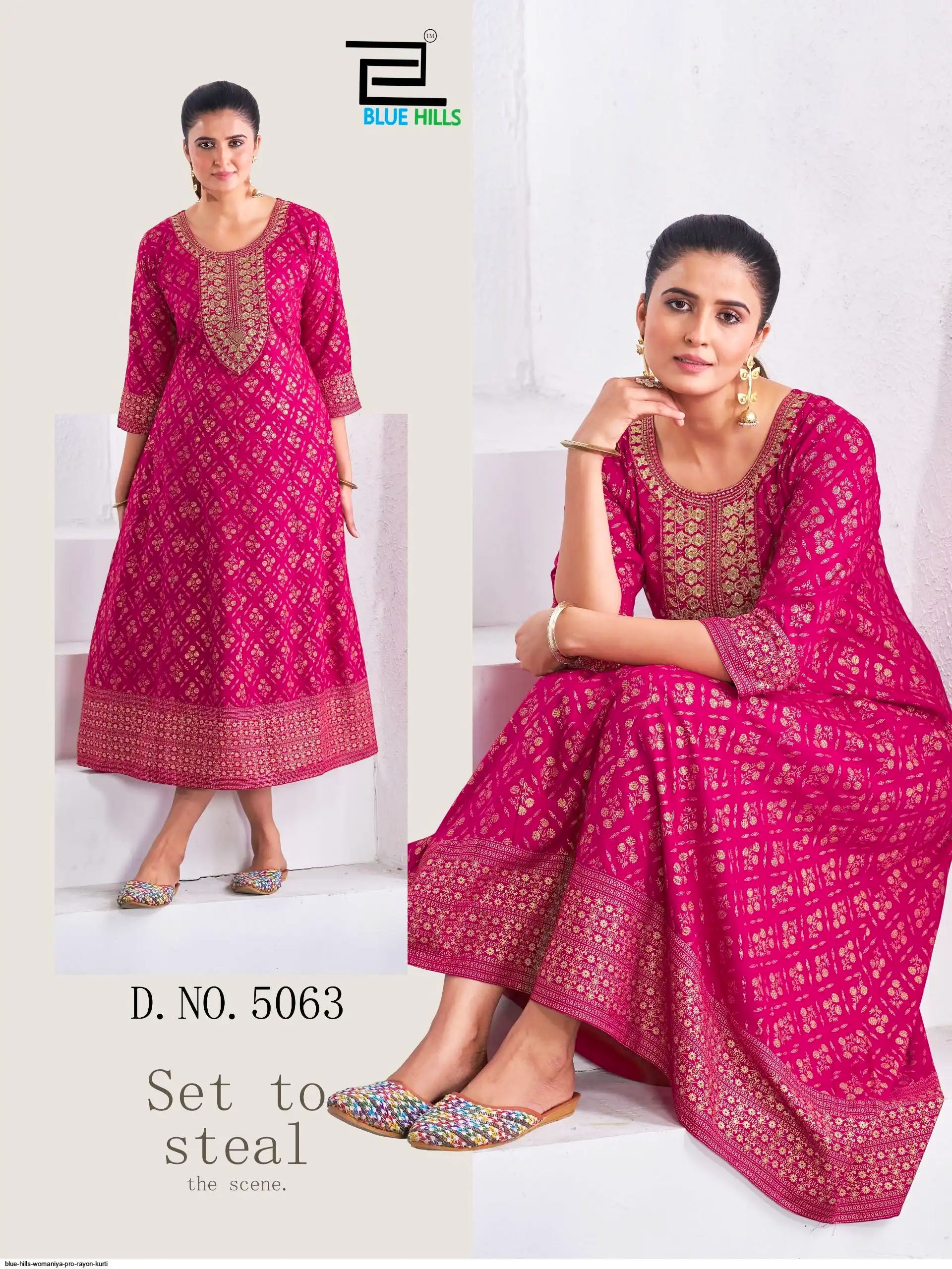 Blue Hills Presents Womaniya Pro Rayon Neck Embroidery Anarkali Gown Collections