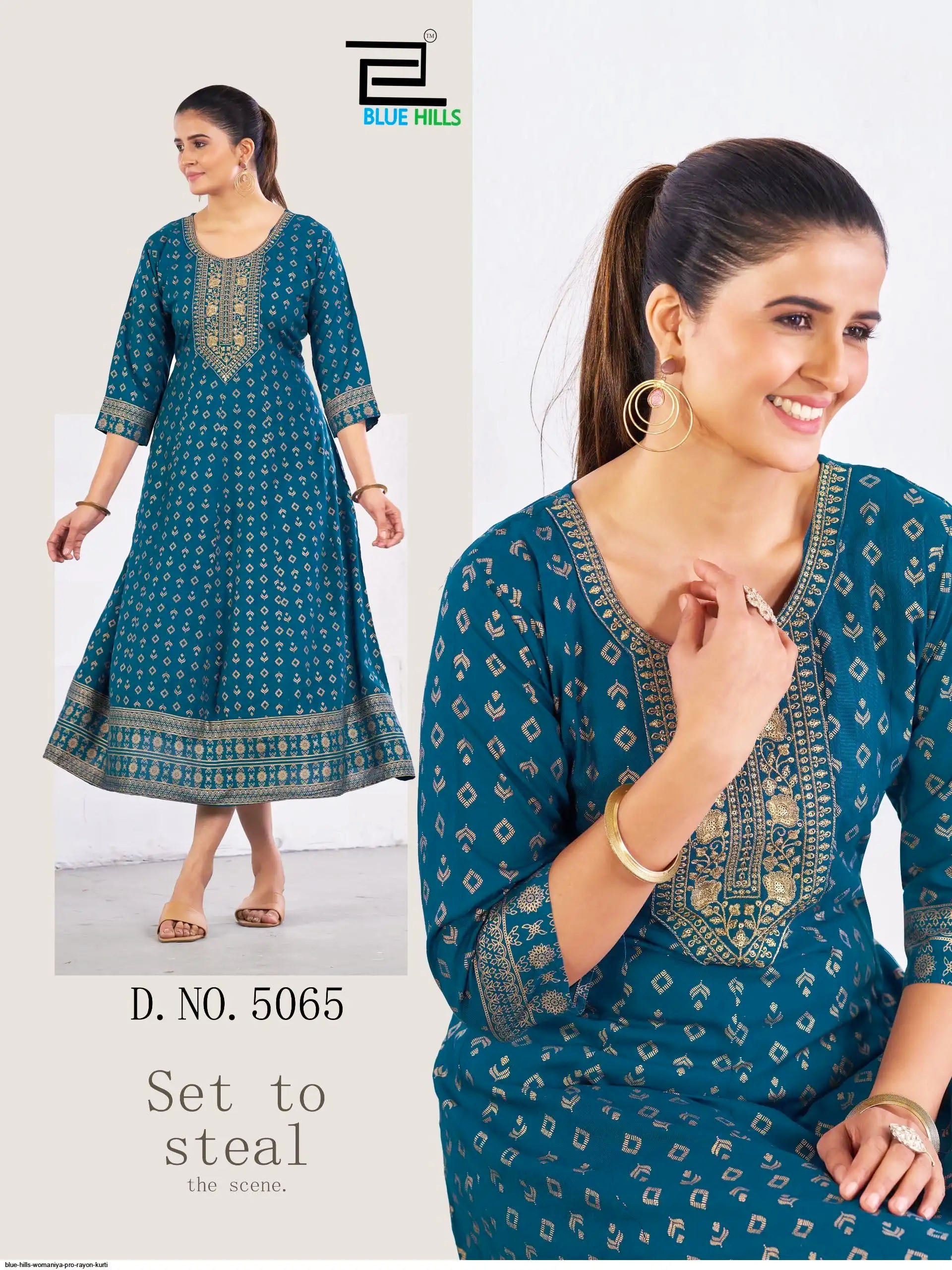 Blue Hills Presents Womaniya Pro Rayon Neck Embroidery Anarkali Gown Collections